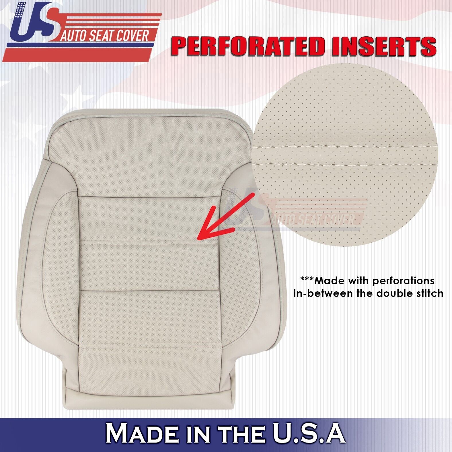 2014 to 2019 For GMC Yukon Denali 2 Top & 2Bottom Leather Seat Covers Tan