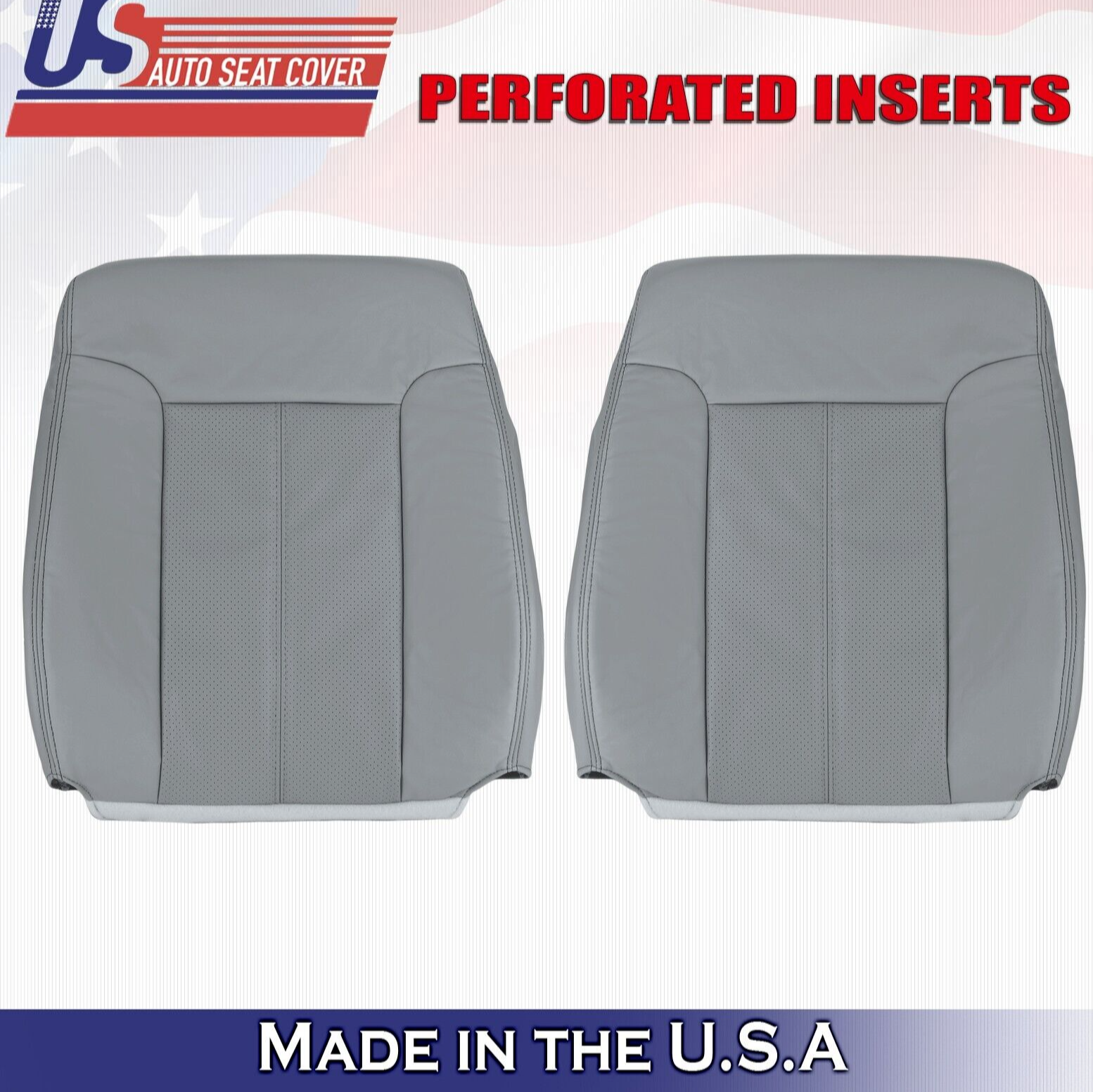 2015 2016 For Ford F450 F550 Lariat Driver & Passenger Top Leather Covers Gray