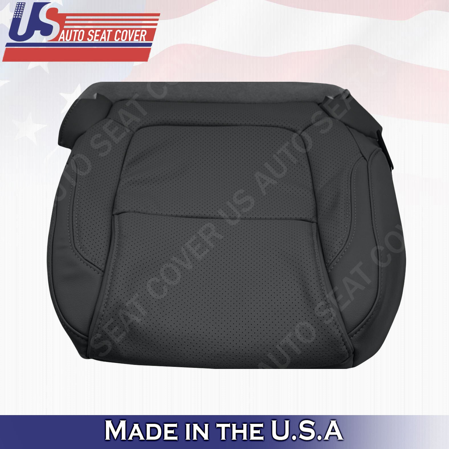 Front DRIVER Bottom Leather Perf. Seat Cover Black 2011 to 2015 Ford Explorer