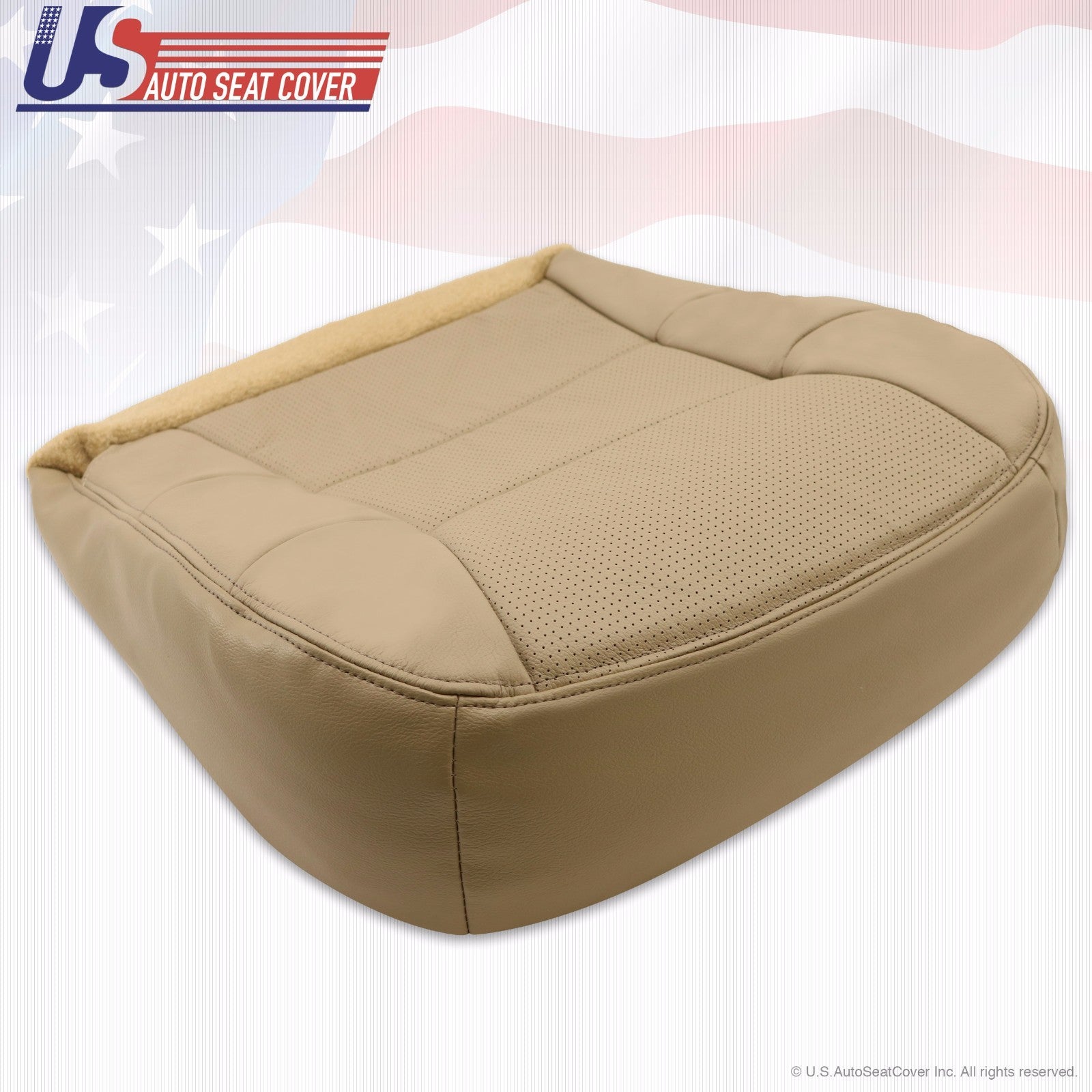 2000 2001 2002 Lincoln Navigator Driver Bottom Perforated Leather Seat Cover Tan