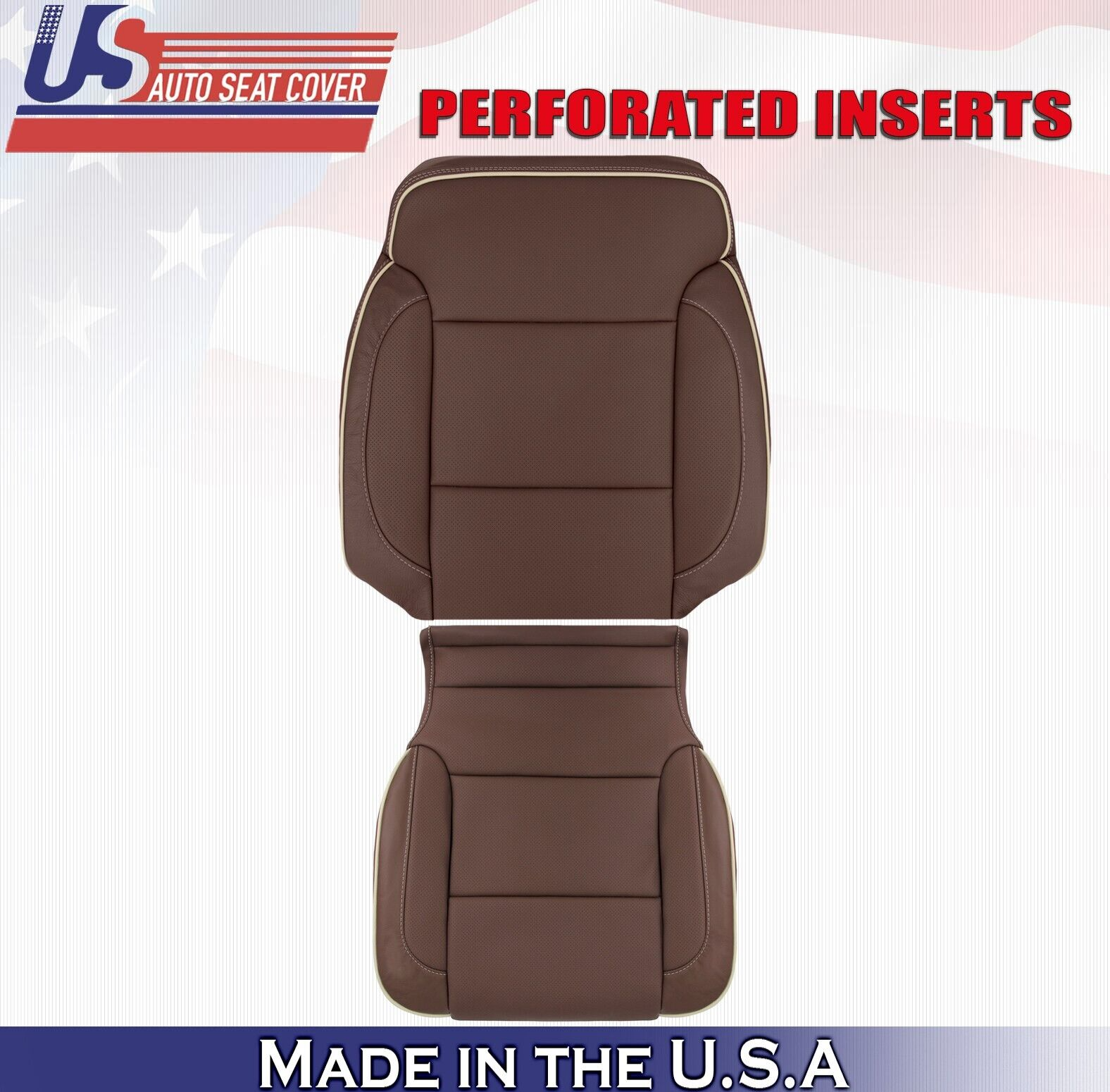 2015 For Chevy Silverado High Country Driver Top & Bottom Leather Covers Brown