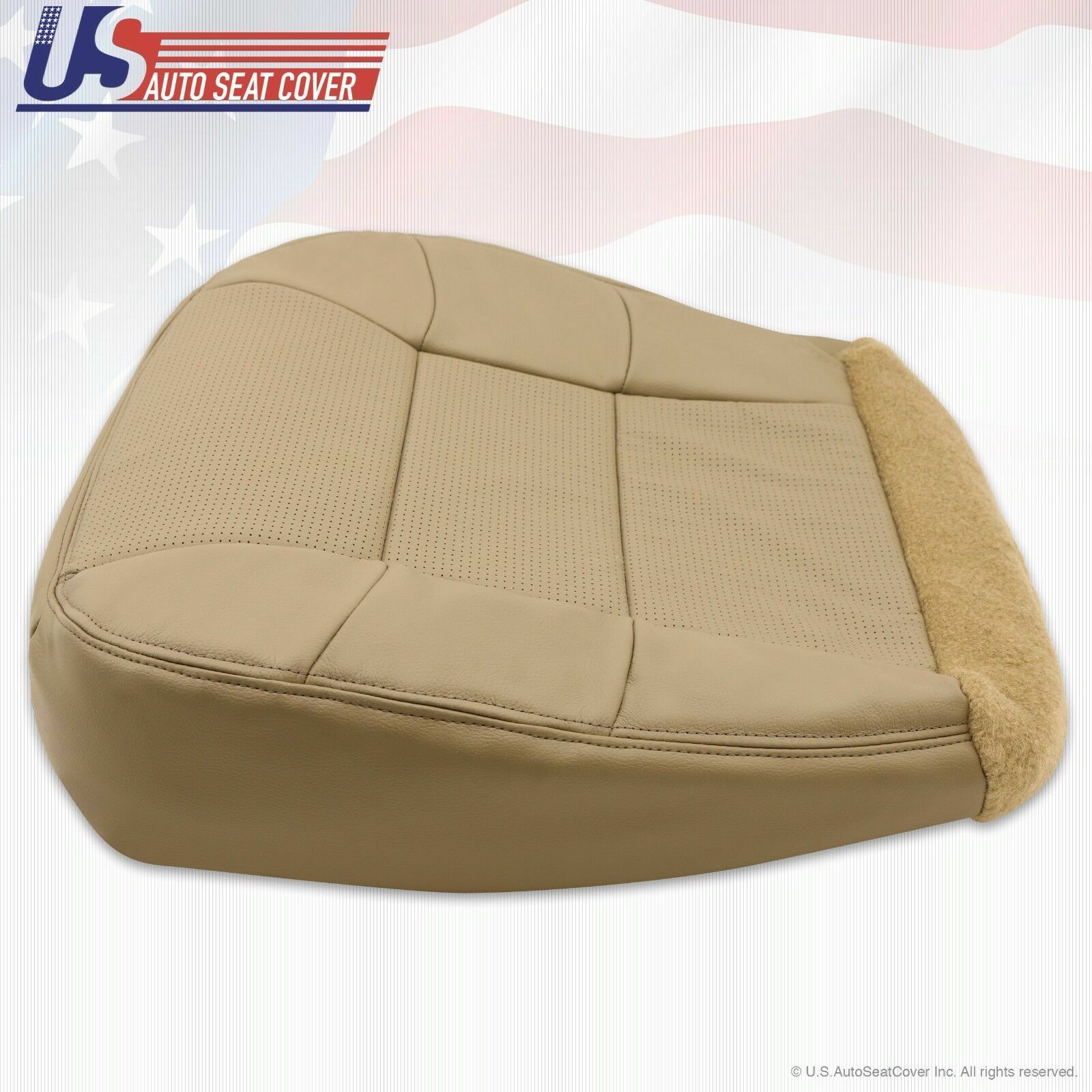 2001 Lincoln Navigator Driver Side Bottom Perforated Leather Seat Cover Tan
