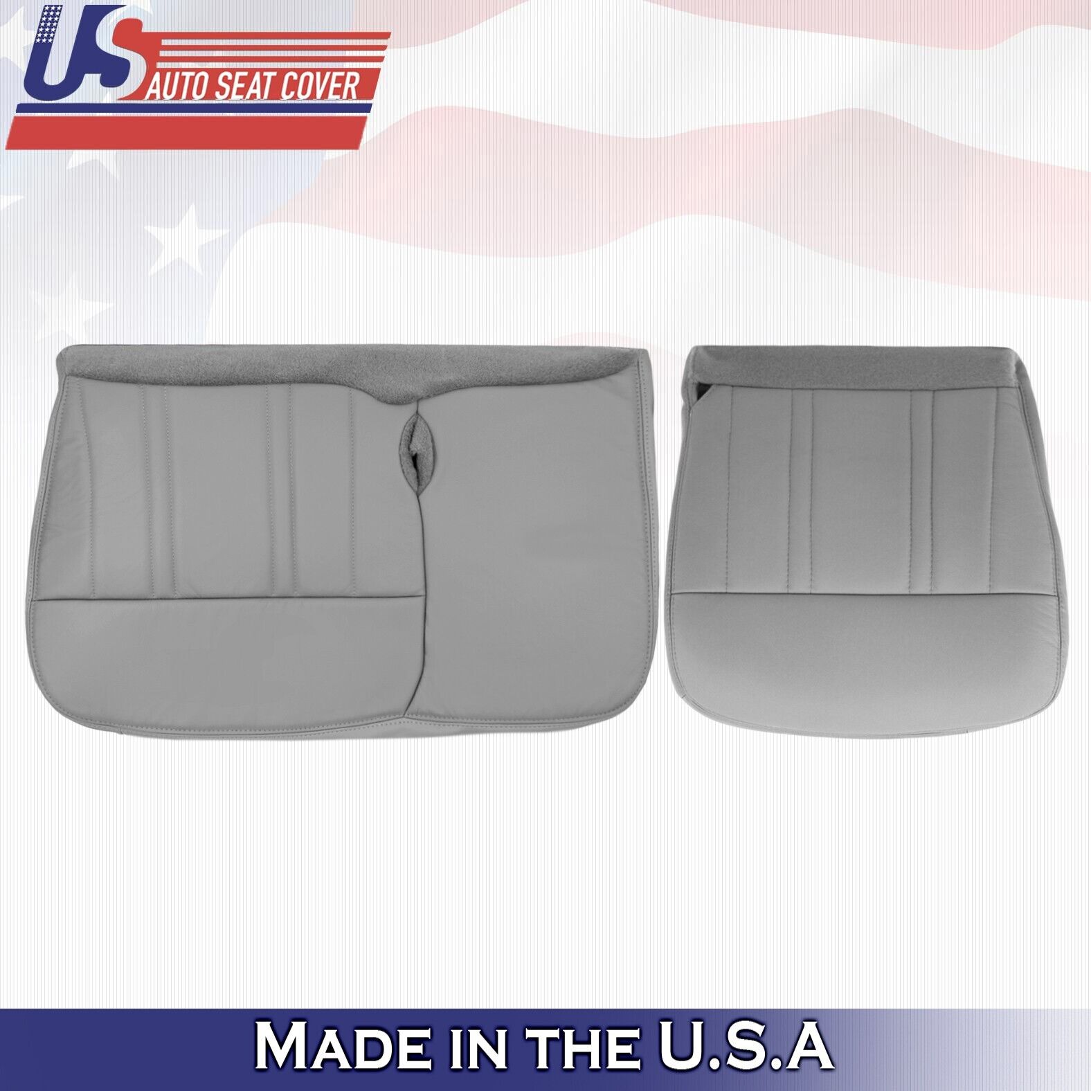 1998 For Ford F150 Lariat XLT Driver & Passenger Bottom Leather Seat Covers Gray