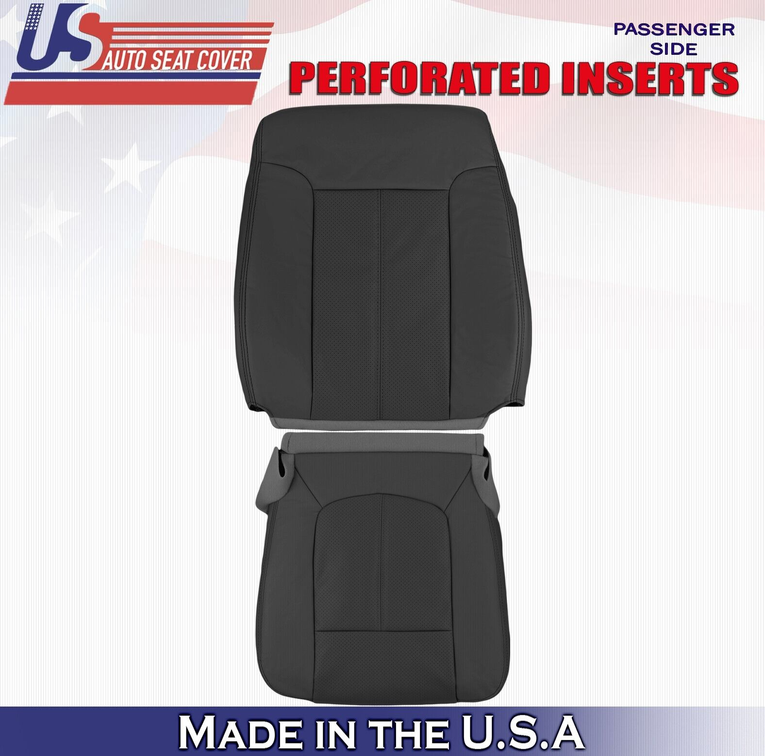 2011 2012 For Ford F450 F550 Lariat Passenger Top & Bottom Leather Seat Covers