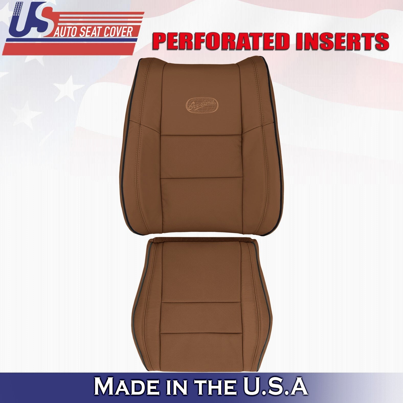 2011 For Jeep Grand Cherokee OVERLAND Driver Top & Bottom Leather Covers Brown