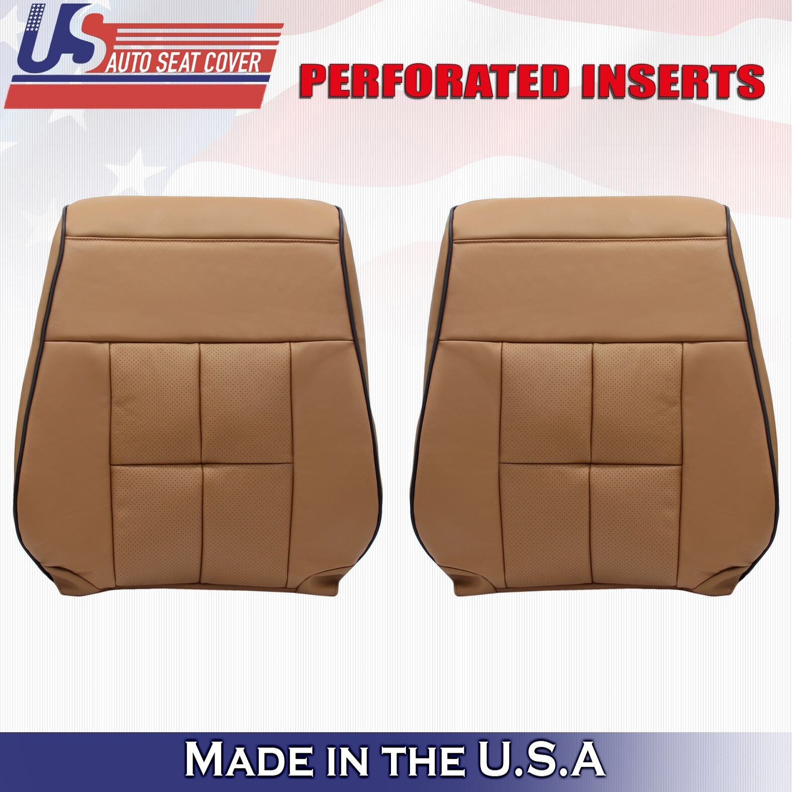 2011 to 2014 Fits Lincoln Navigator Front Set Leather Seat Covers Canyon Tan
