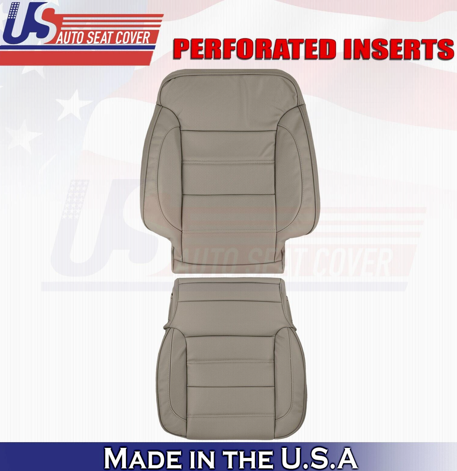 2019 For GMC Sierra Denali Front Driver Top & Bottom Leather Seat Covers Tan