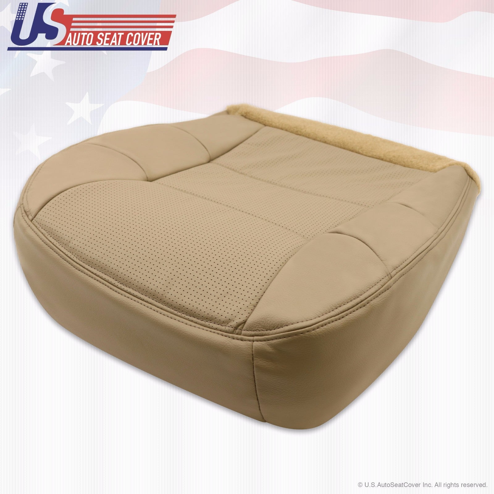 2000 2001 2002 Lincoln Navigator Driver Bottom Perforated Leather Seat Cover Tan