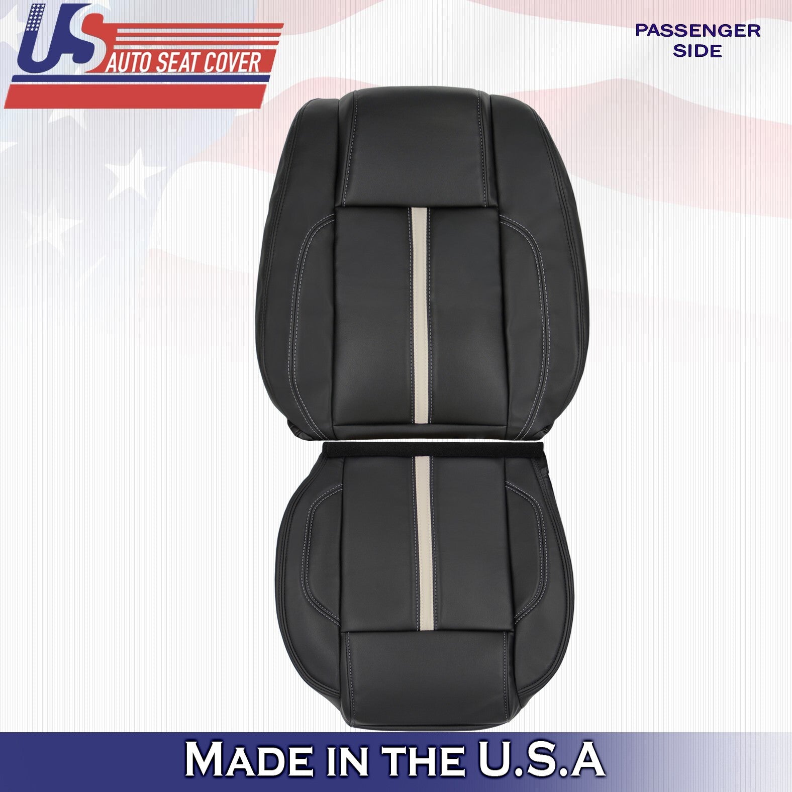 2013 2014 For Ford Mustang Gt Coupe Passenger Top & Bottom Leather Covers Black