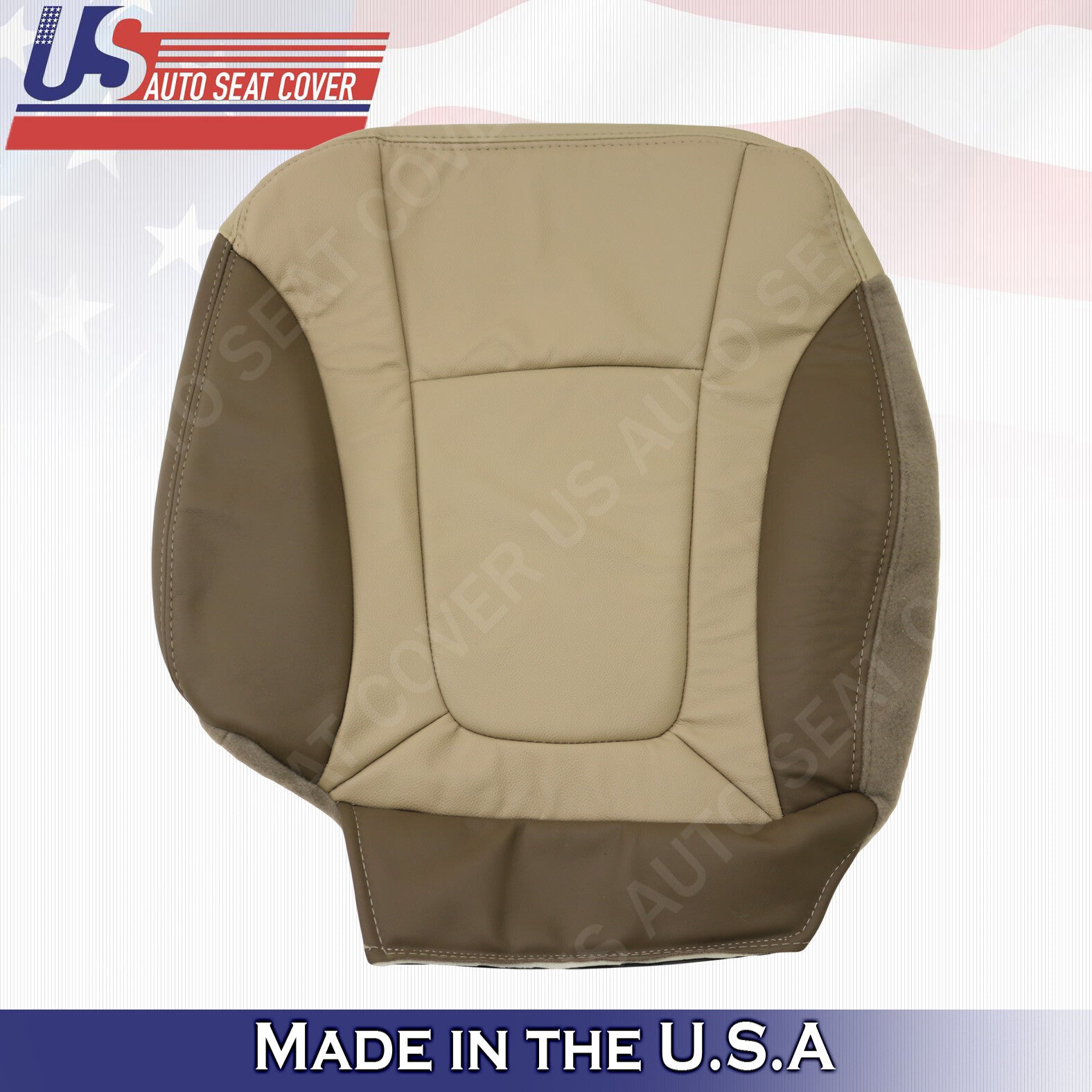 2002 - 2004 Chevy Trailblazer Front Driver Bottom Leather Seat Cover 2-Tone Tan