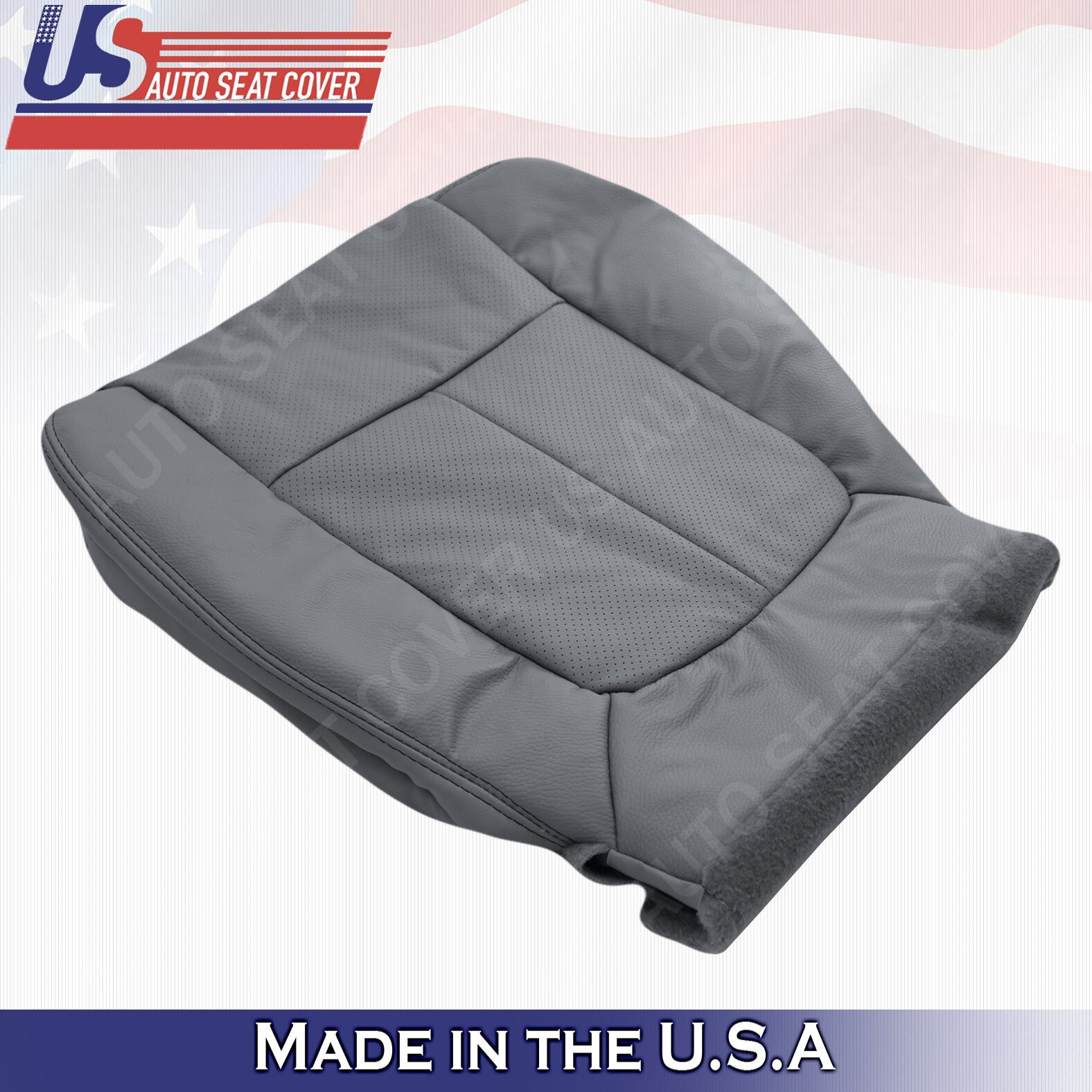 Driver & Passenger Bottom Perforated Leather Seat Cover 2011-2014 Ford F150 Gray