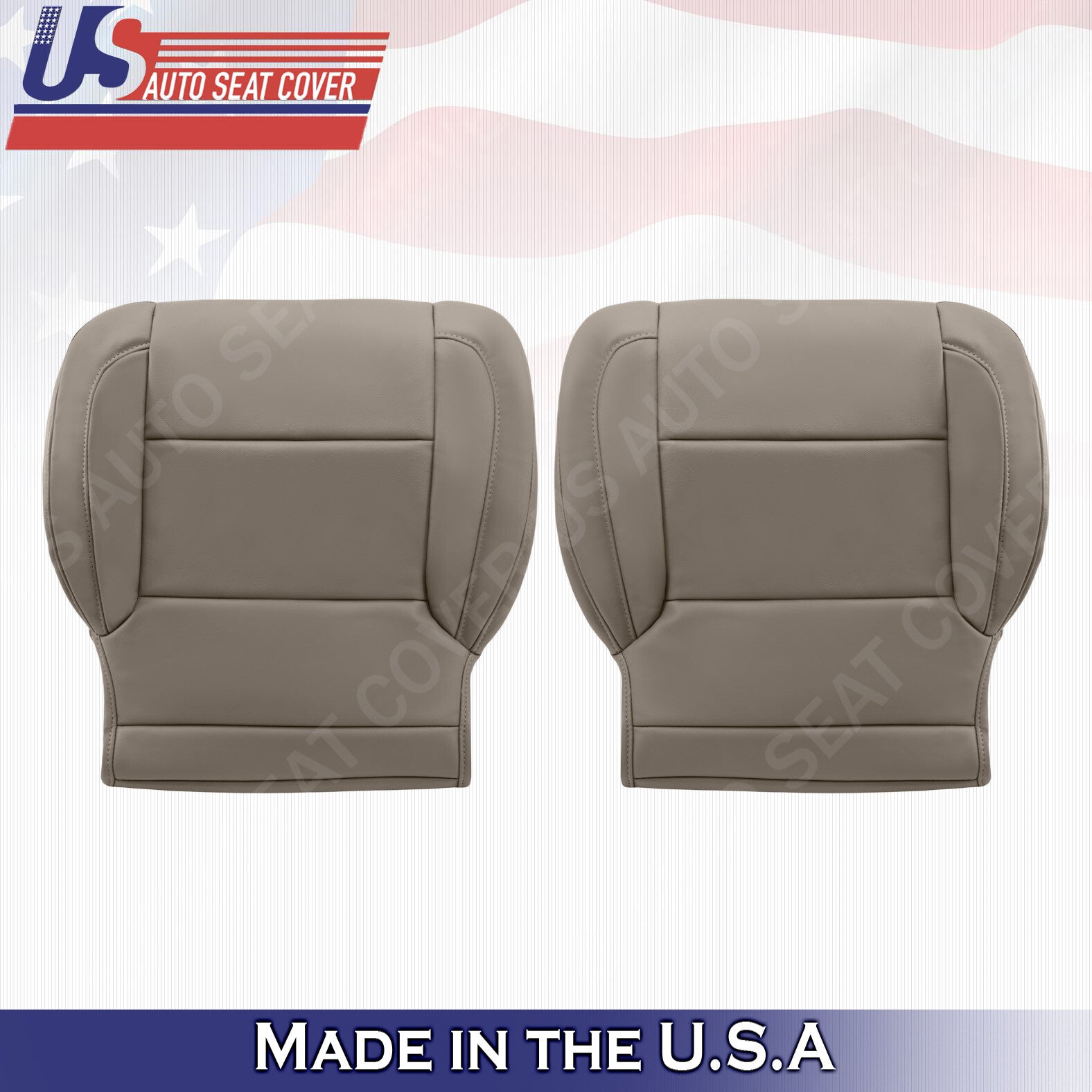 DRIVER & PASSENGER BOTTOMS tan leather seat covers for 2015-2018 Chevy/GMC