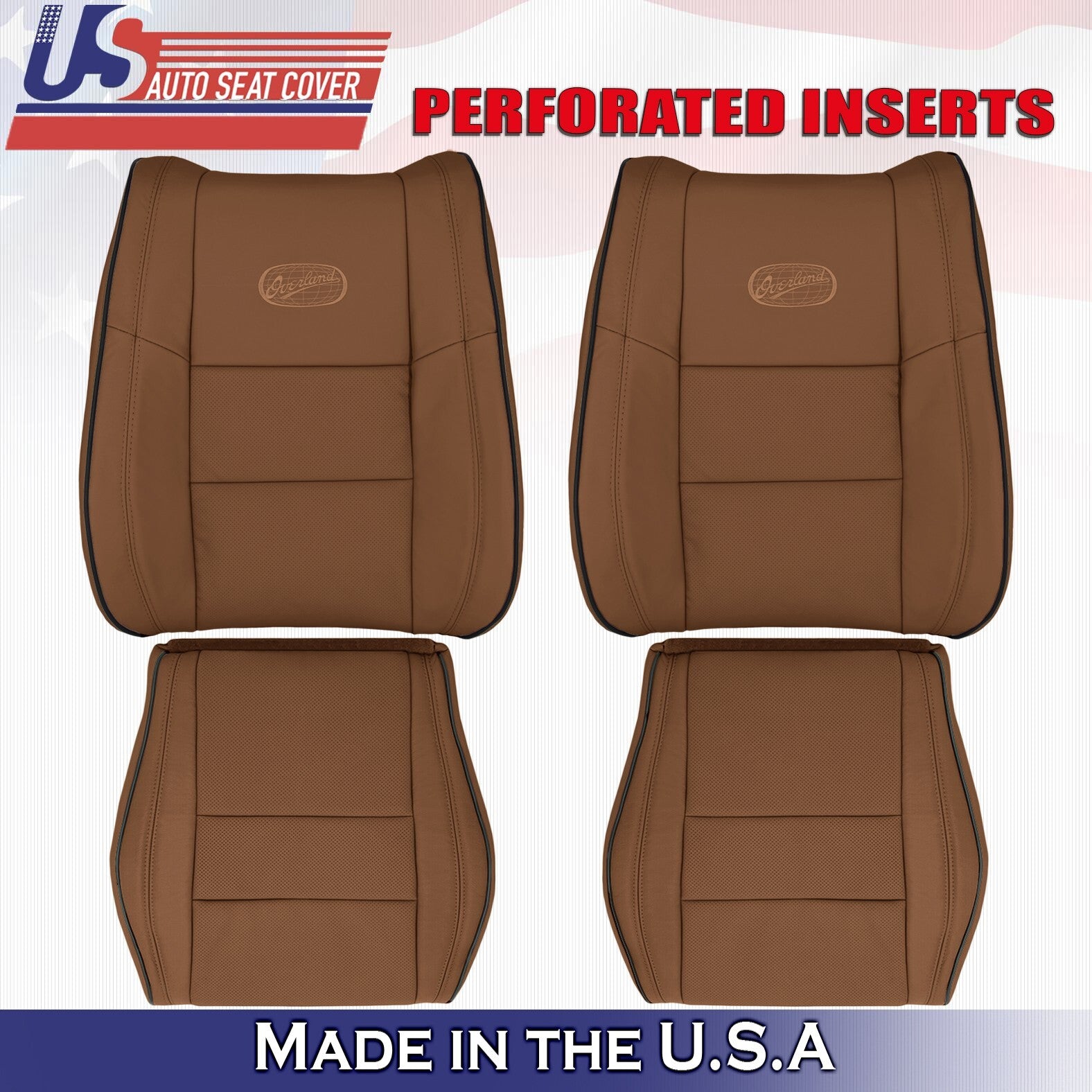 2011 to 2020 For Jeep Grand Cherokee Overland Front Set Leather Covers Brown
