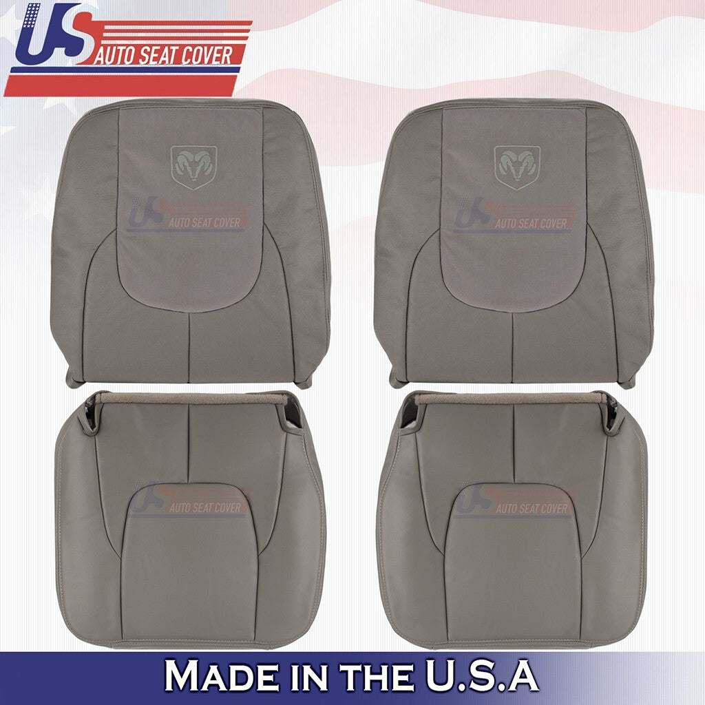 2002 2003 Fits Dodge Ram Laramie Driver &Passenger Front Set Leather Cover Taupe