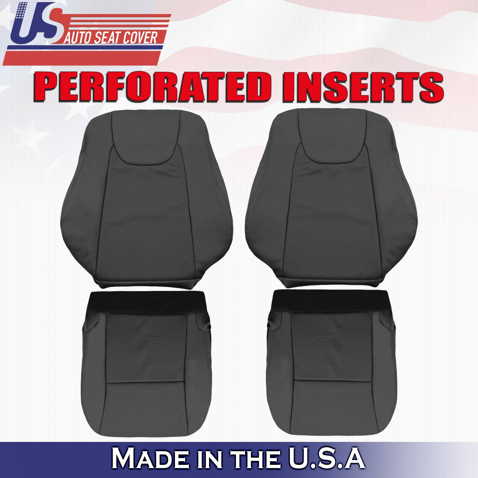 2010 to 2015 For Lexus RX350 2x Top 2x Bottom Perforated Leather Seat Covers BLK
