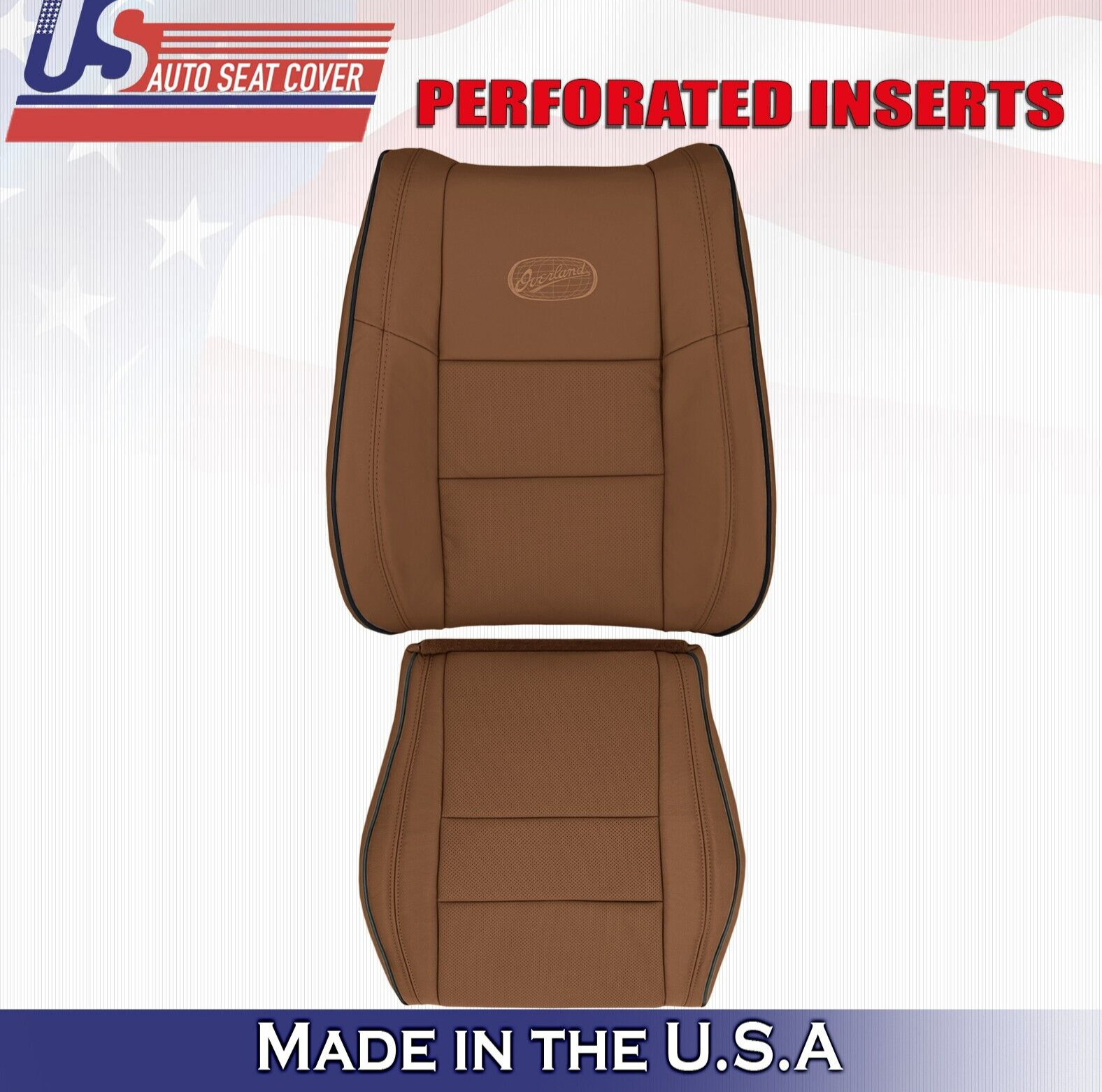 2018 For Jeep Grand Cherokee OVERLAND Driver Top & Bottom Leather Covers Brown