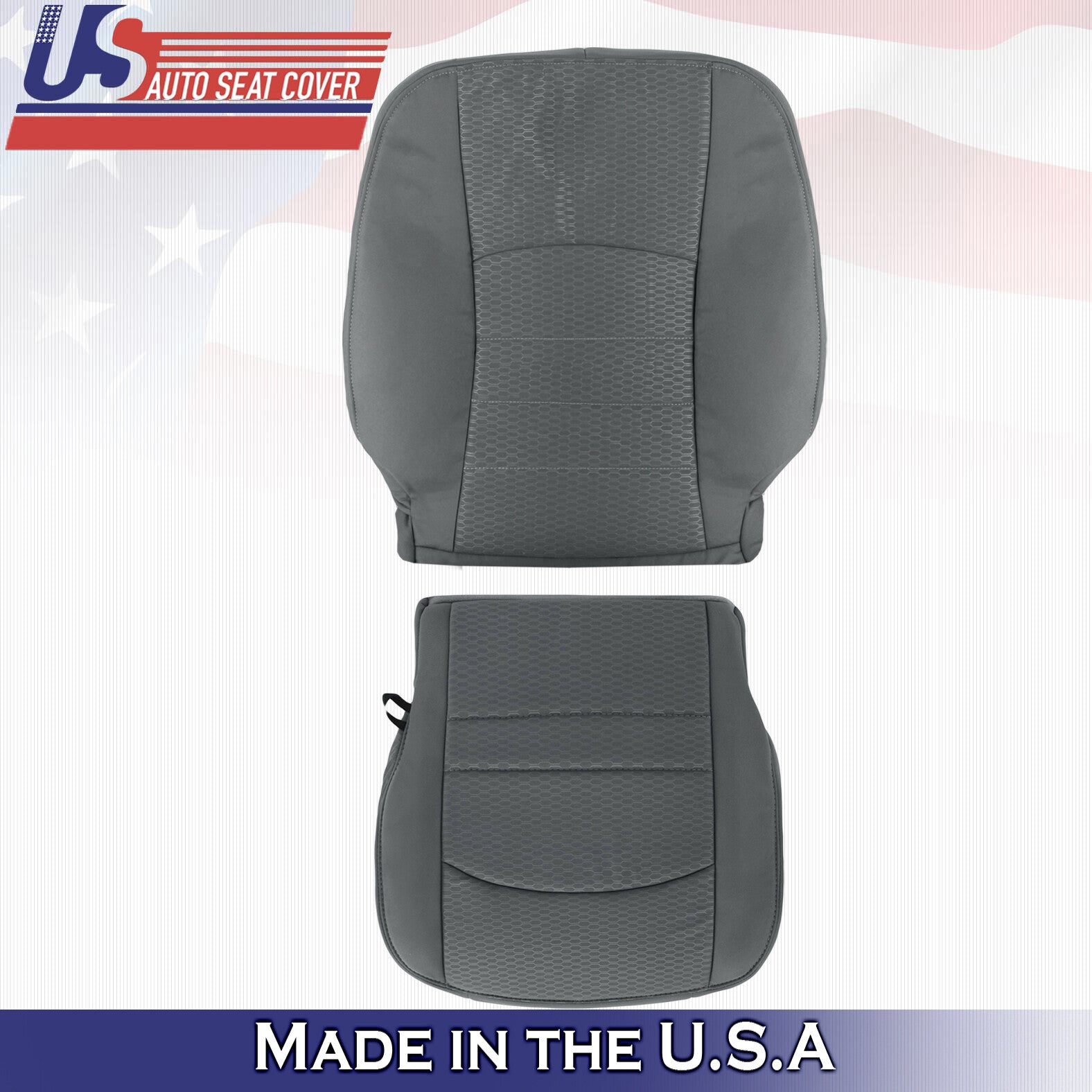 2013 to 2018 For Dodge Ram 1500 SLT Driver Top & Bottom Cloth Seat Covers Gray