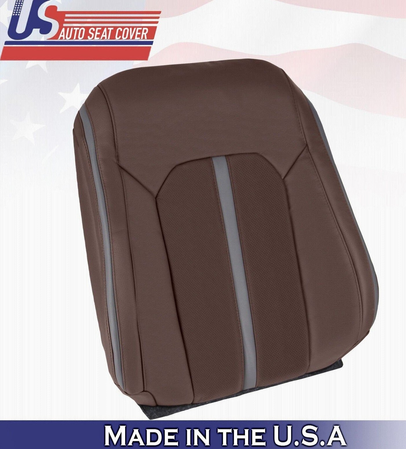 2015 For Ford F150 Platinum Driver & Passenger 2x Top Leather Seat Covers Brown