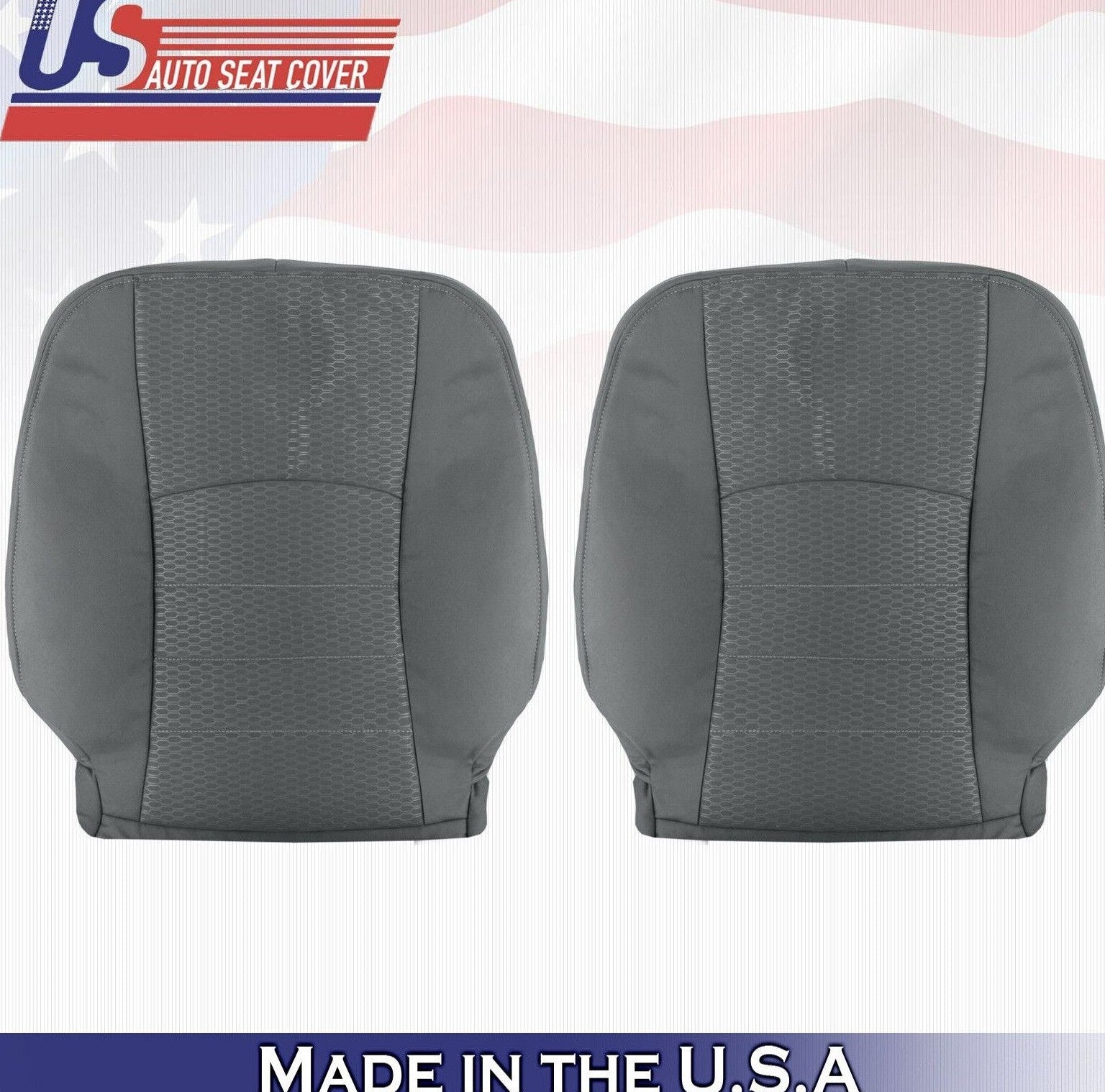 2013 to 2018 For Dodge Ram 4500 SLT Driver Passenger Top Cloth Seat Covers Gray