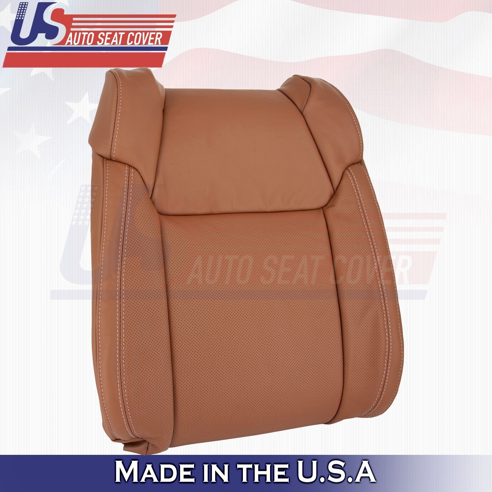 2014 to 2018 Fits Toyota Tundra Front Set Tops Leather vinyl Perf cover brown
