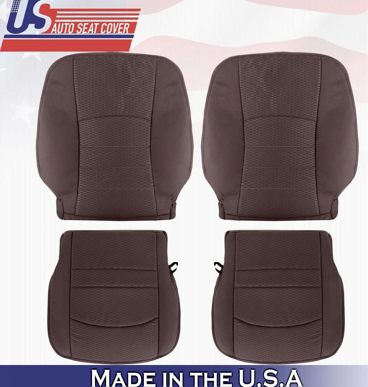 2013 to 2018 For Dodge Ram 5500 SLT 2x Top & 2x Bottom Cloth Seat Covers Brown