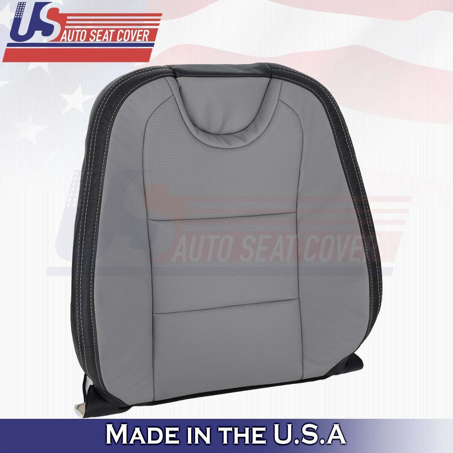 2010-2015 Fits Chevy Camaro Driver Bottom & Top Leather Cover 2-tone GrayBlack