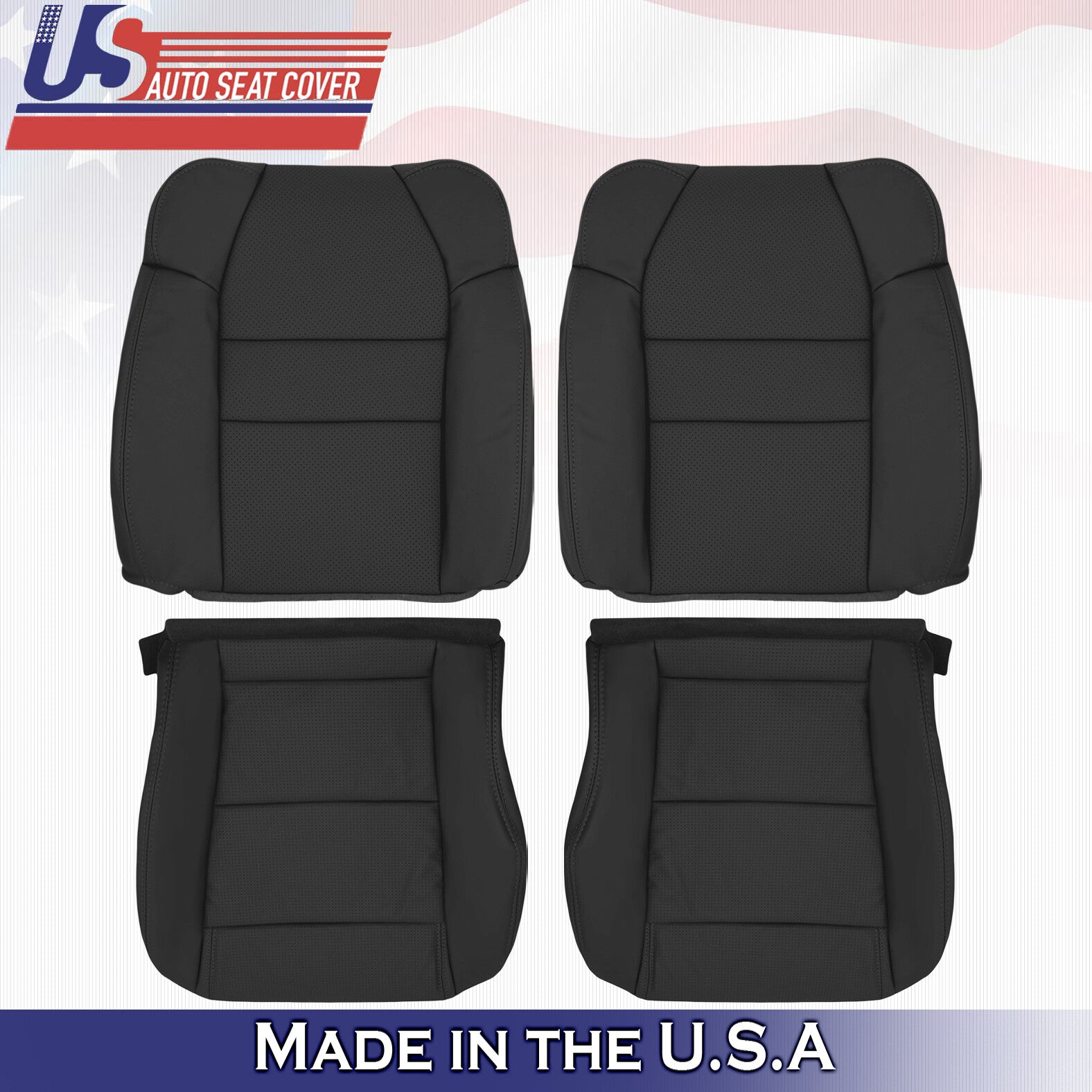 2001 to 2006 For Acura MDX 2x Top & 2x Bottom Synthetic Leather Seat Covers BLK