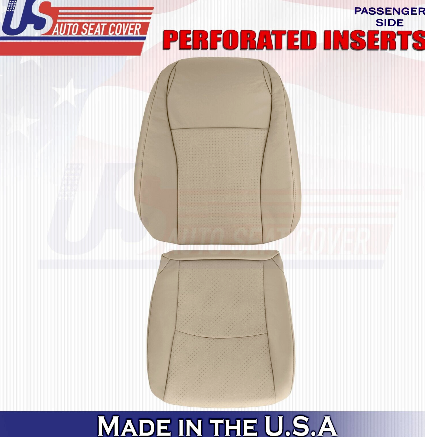 2012 2013 For Toyota Highlander Passenger Top & Bottom Perf Leather Covers Tan