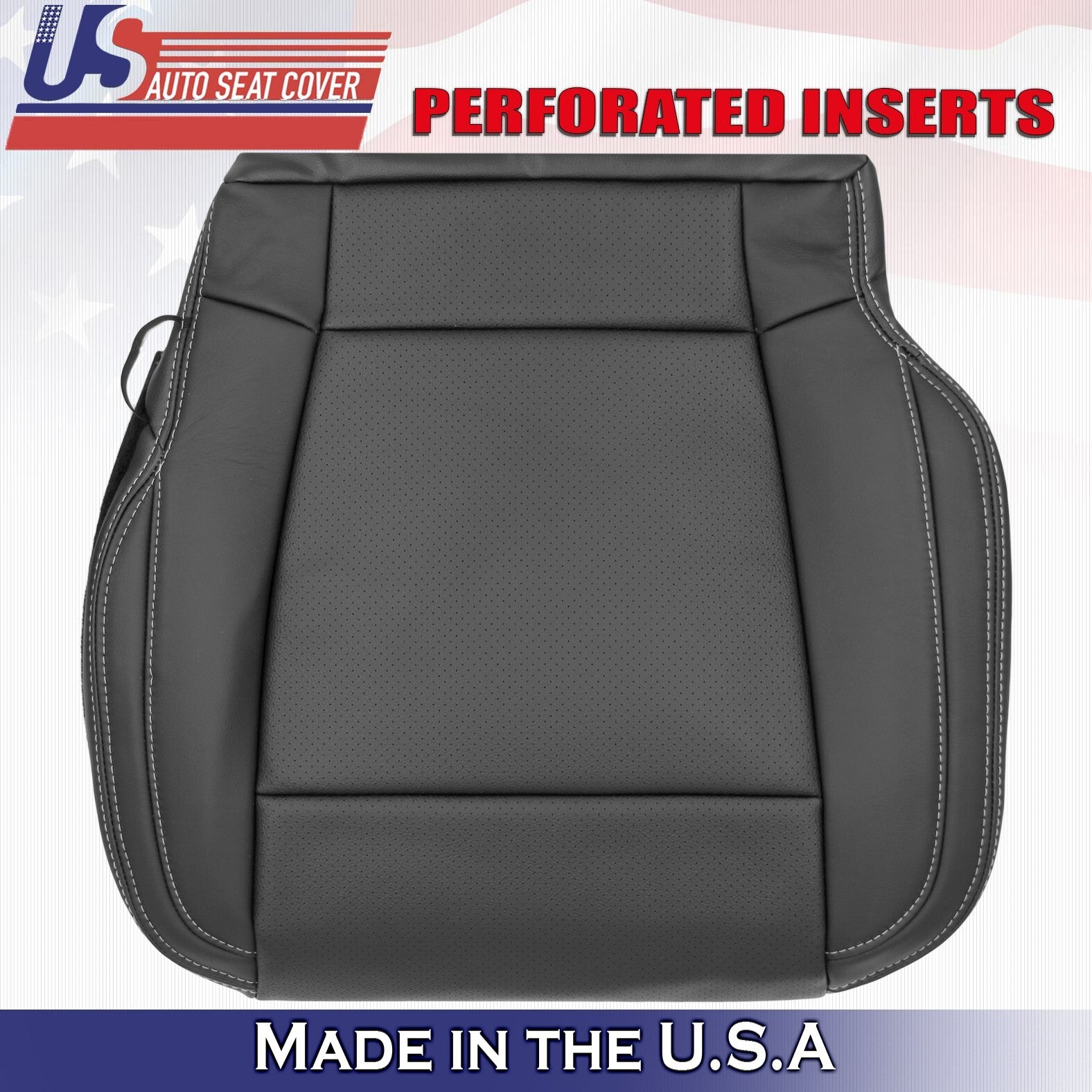 2015 2016 2017 For Ford F150 Lariat Driver Bottom Perf Leather Seat Cover Black