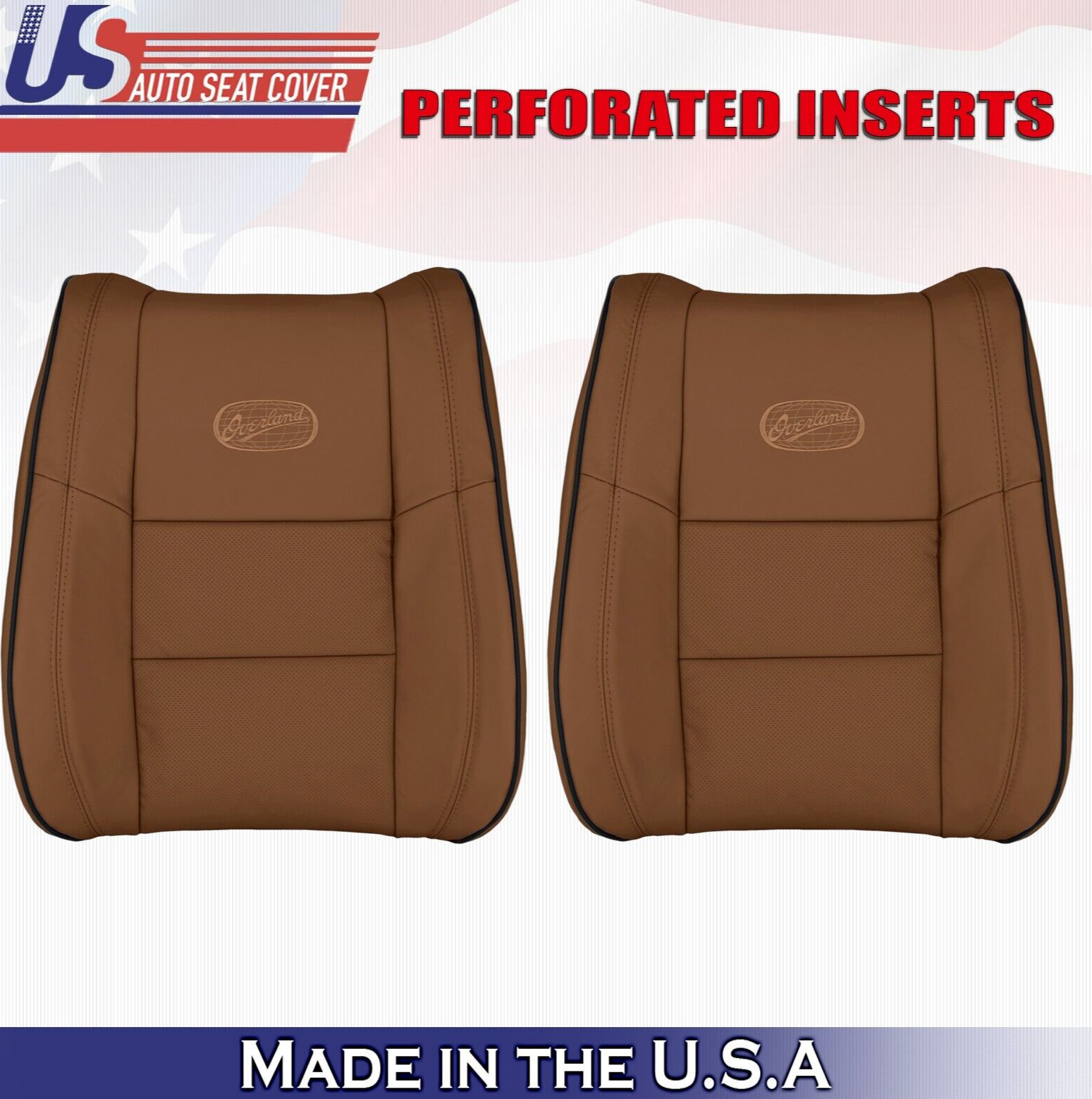 2011 to 2020 For Jeep Grand Cherokee Overland Front Set Top Leather Covers Brown