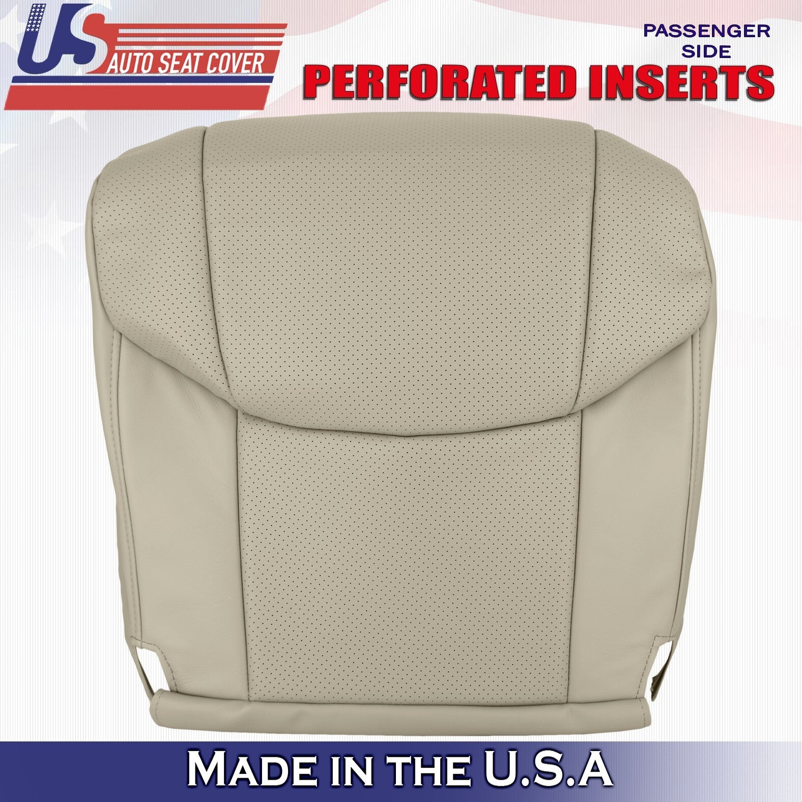 2007 For Toyota Avalon Driver & Passenger 2 Bottom Perforated Leather Covers Tan