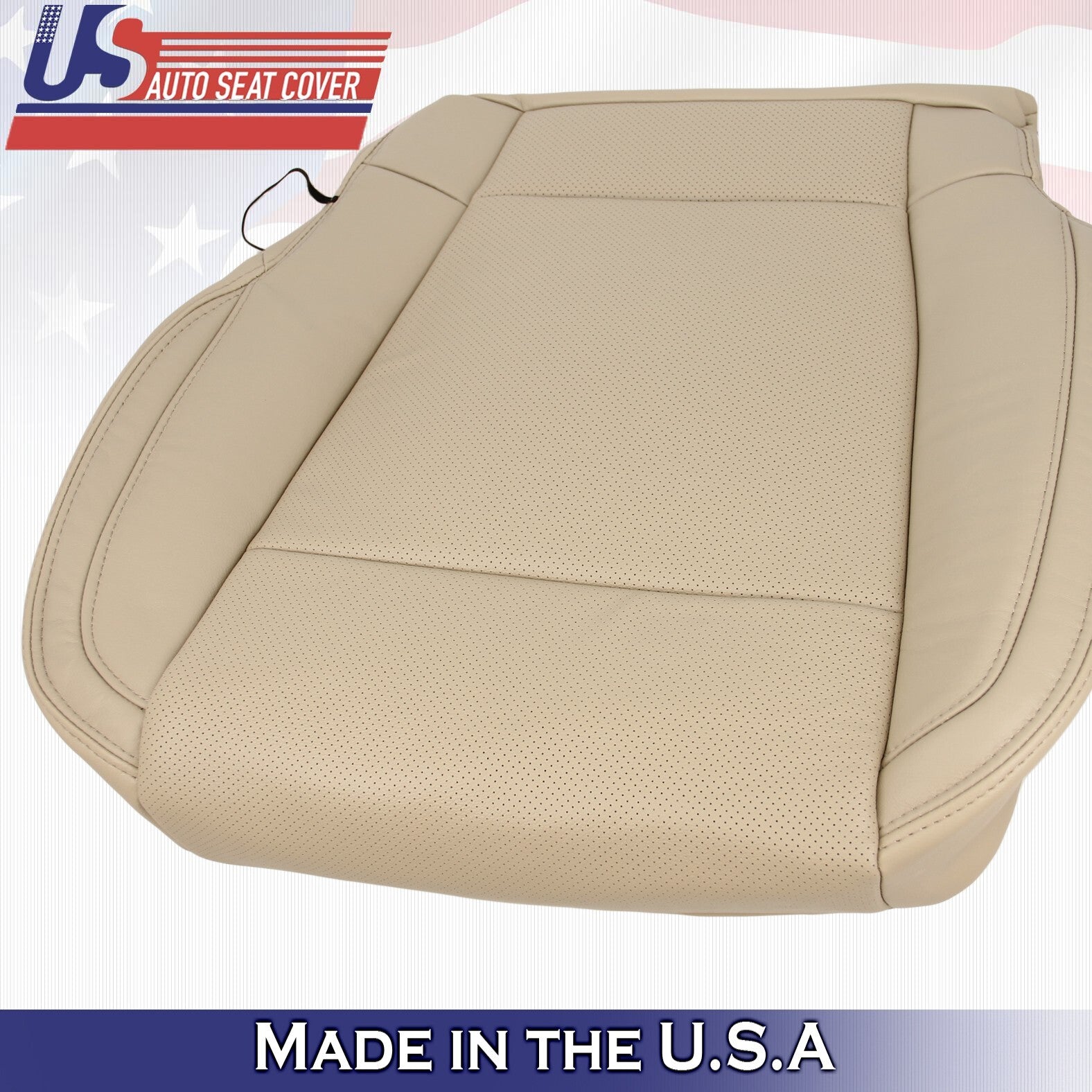 2015 to 2017 Fits Ford F150 Lariat 2xTops & 2x Bottoms Perf Leather Covers Tan