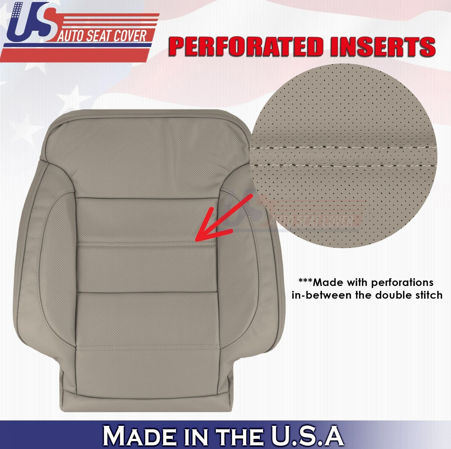 2014 to 2019 For GMC Sierra Denali Driver Top Perf Leather Seat Cover Dune Tan
