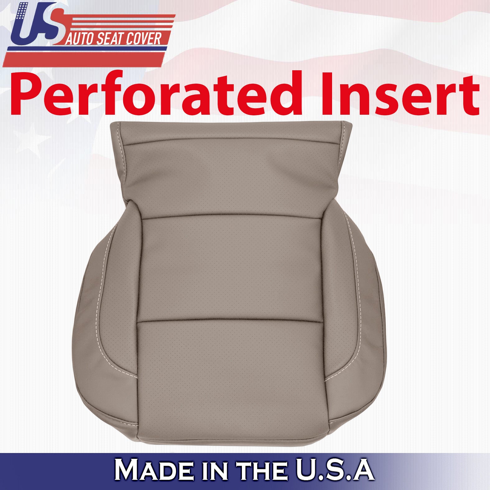 Passenger Bottom Perforated Leather Cover Tan For 2014 - 2018 Chevy Silverado