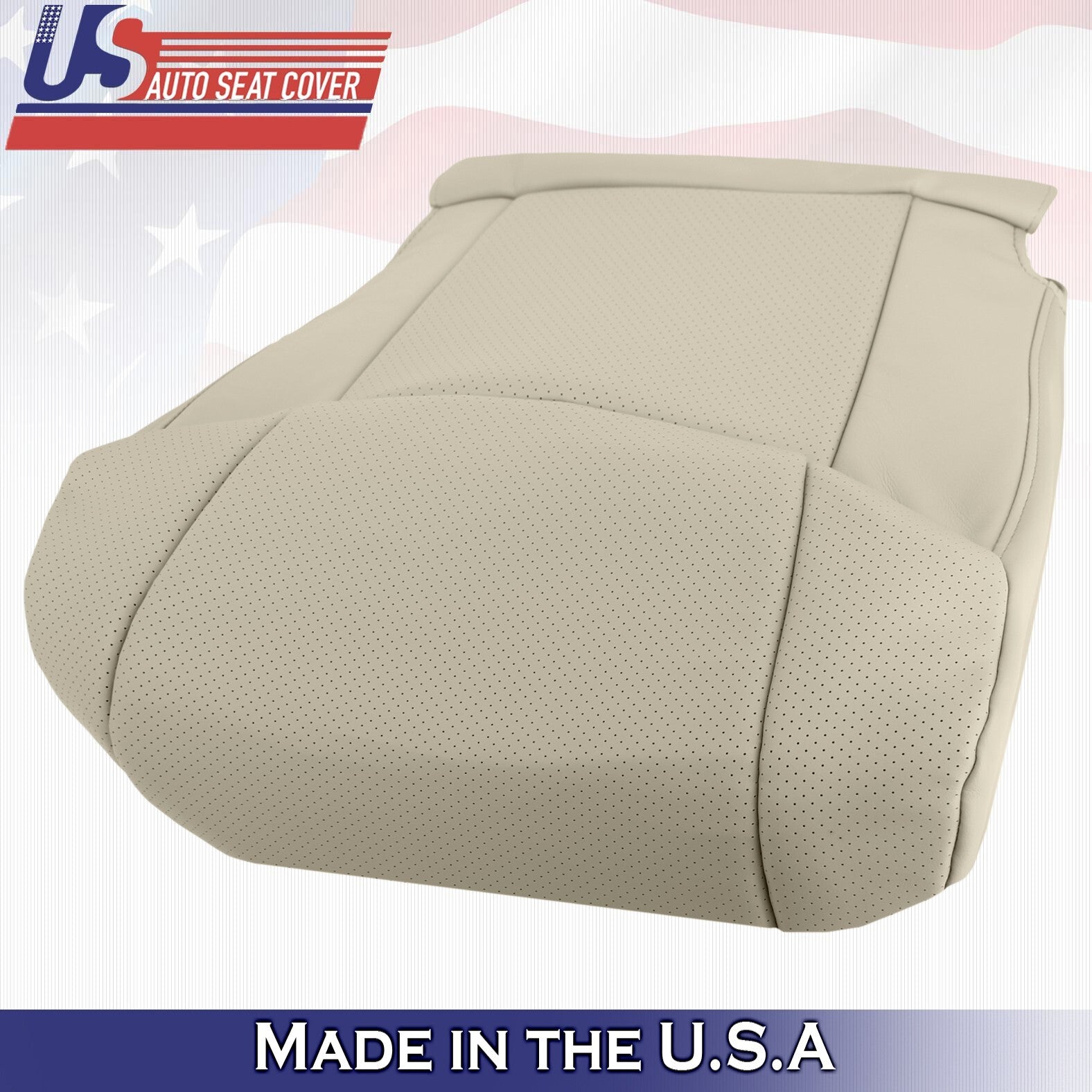 2006 For Toyota Avalon Driver & Passenger 2 Bottom Perforated Leather Covers Tan