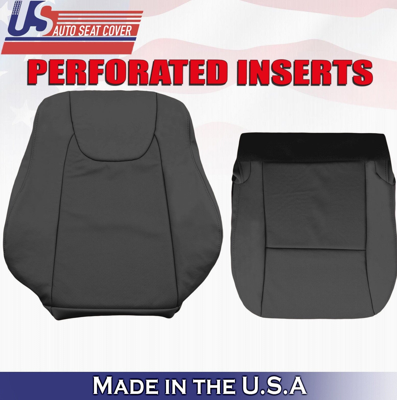 2015 For Lexus RX350 RX450H Driver Top & Bottom Perf Leather Seat Covers Black