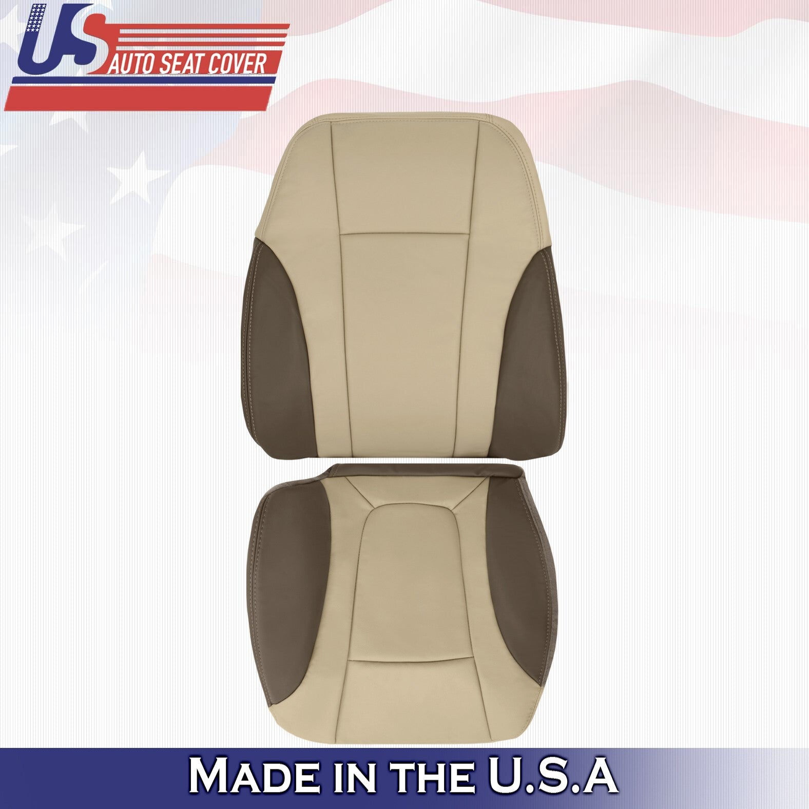 2002 to 2004 For Chevy Trailblazer Front Set Bottoms&Tops Leather Seat Cover Tan