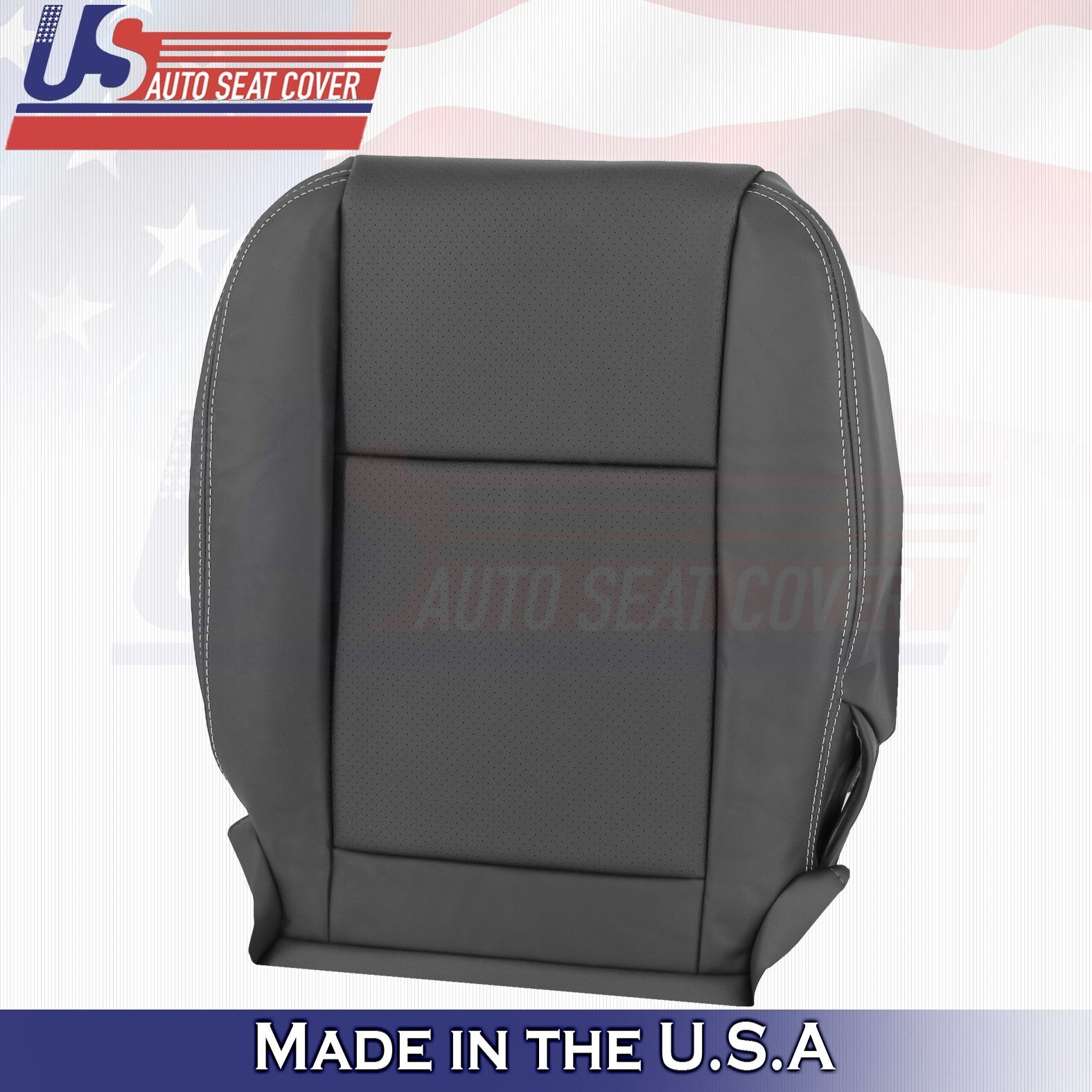 2014 2015 For Dodge Charger Driver & Passenger Bottom Leather Seat Covers BLK