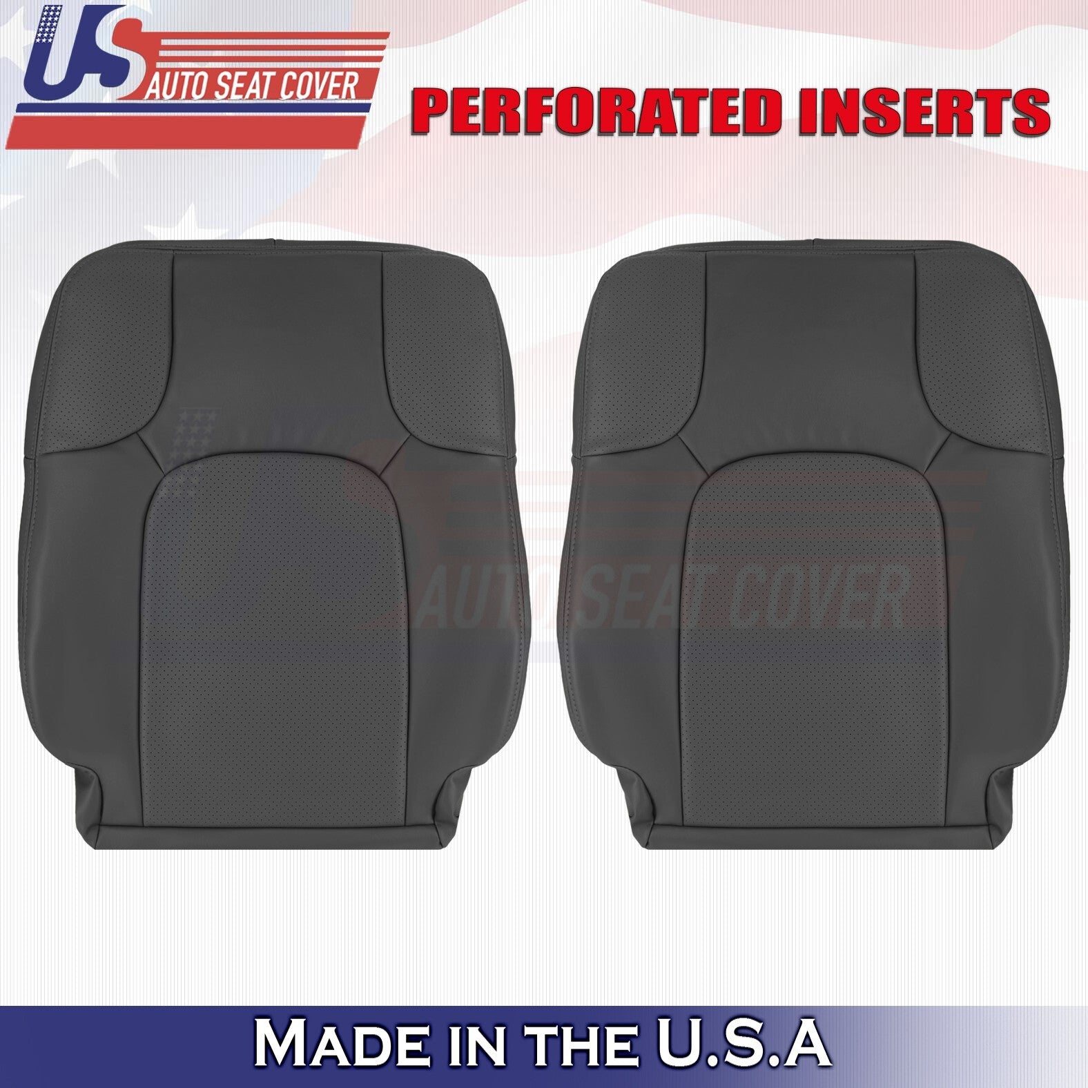 2005 to 2021 For Nissan Frontier Driver & Passenger Top Leather Seat Covers BLK