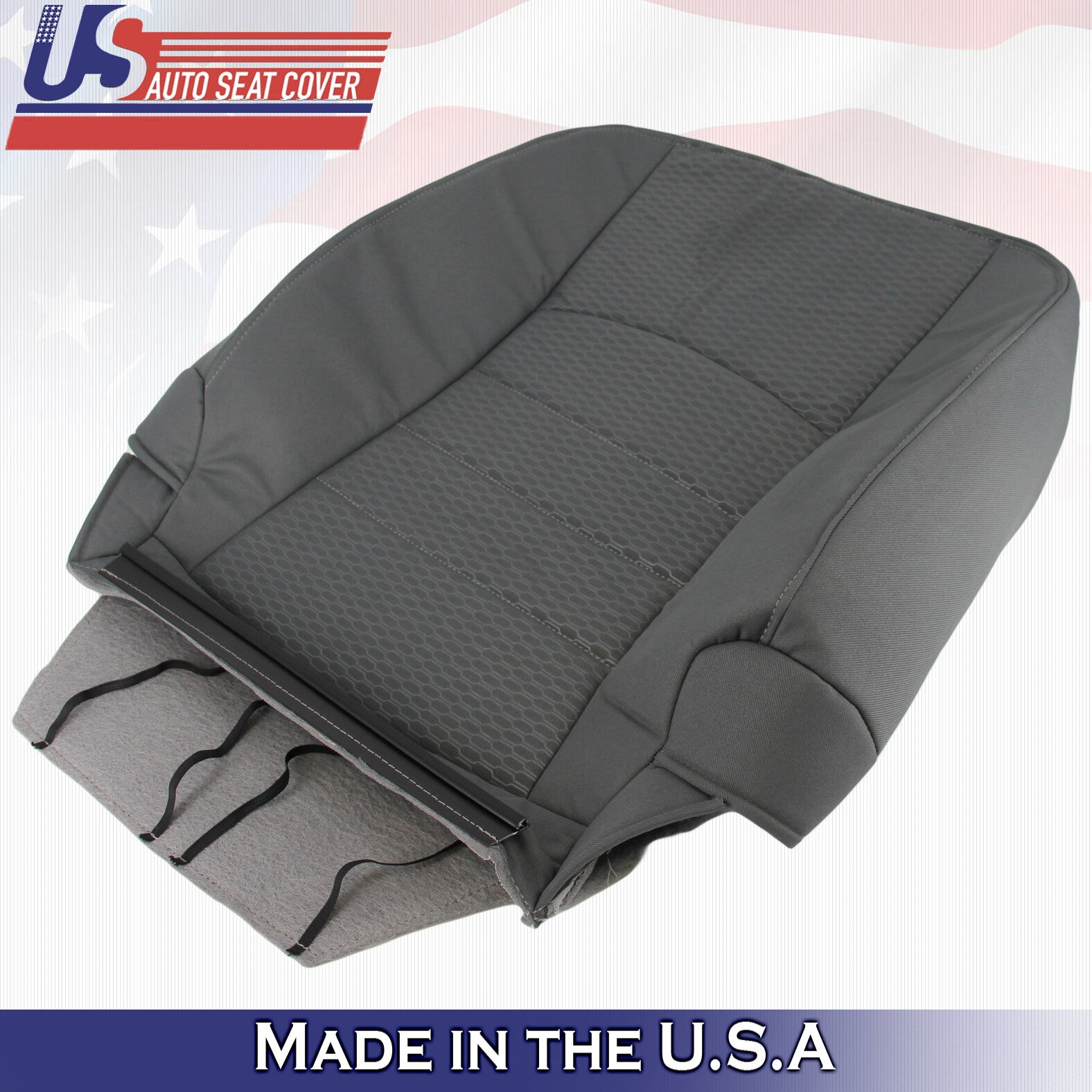 2013 to 2018 For Dodge Ram 1500 SLT Driver Top & Bottom Cloth Seat Covers Gray