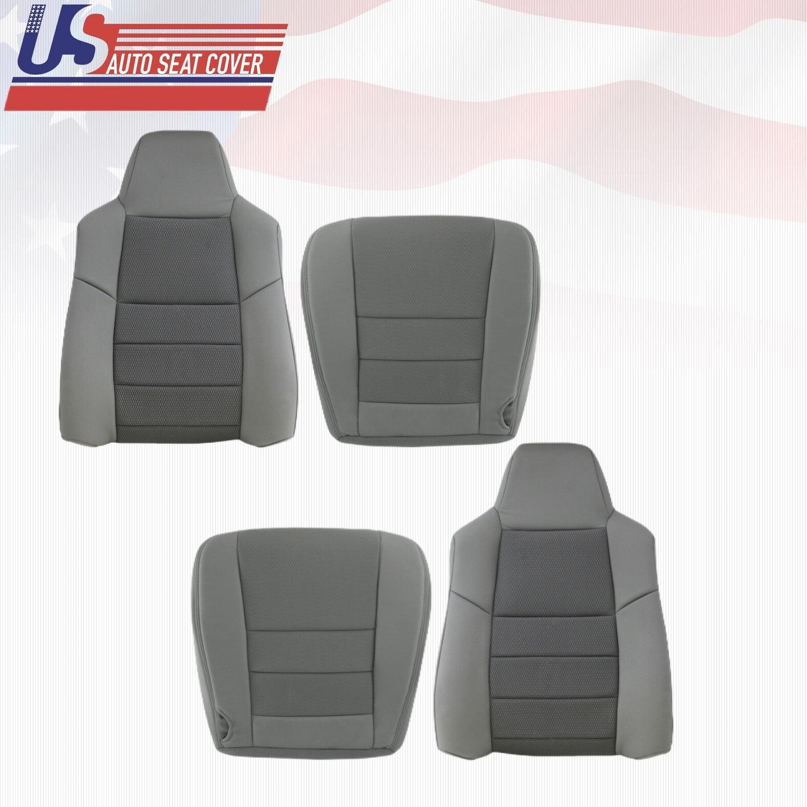 2003 2004 2005 2006 Fit Ford F250 F350 Front  2x Top 2x Bottom Cloth Cover Gray