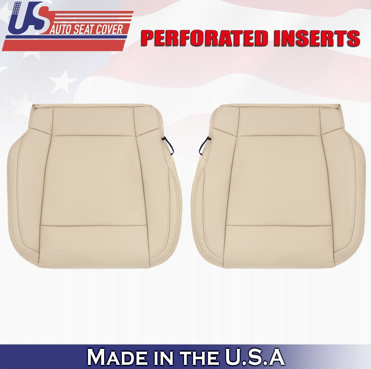 2016 For Ford F150 Lariat Driver Passenger Bottom Perf Leather Seat Covers Tan