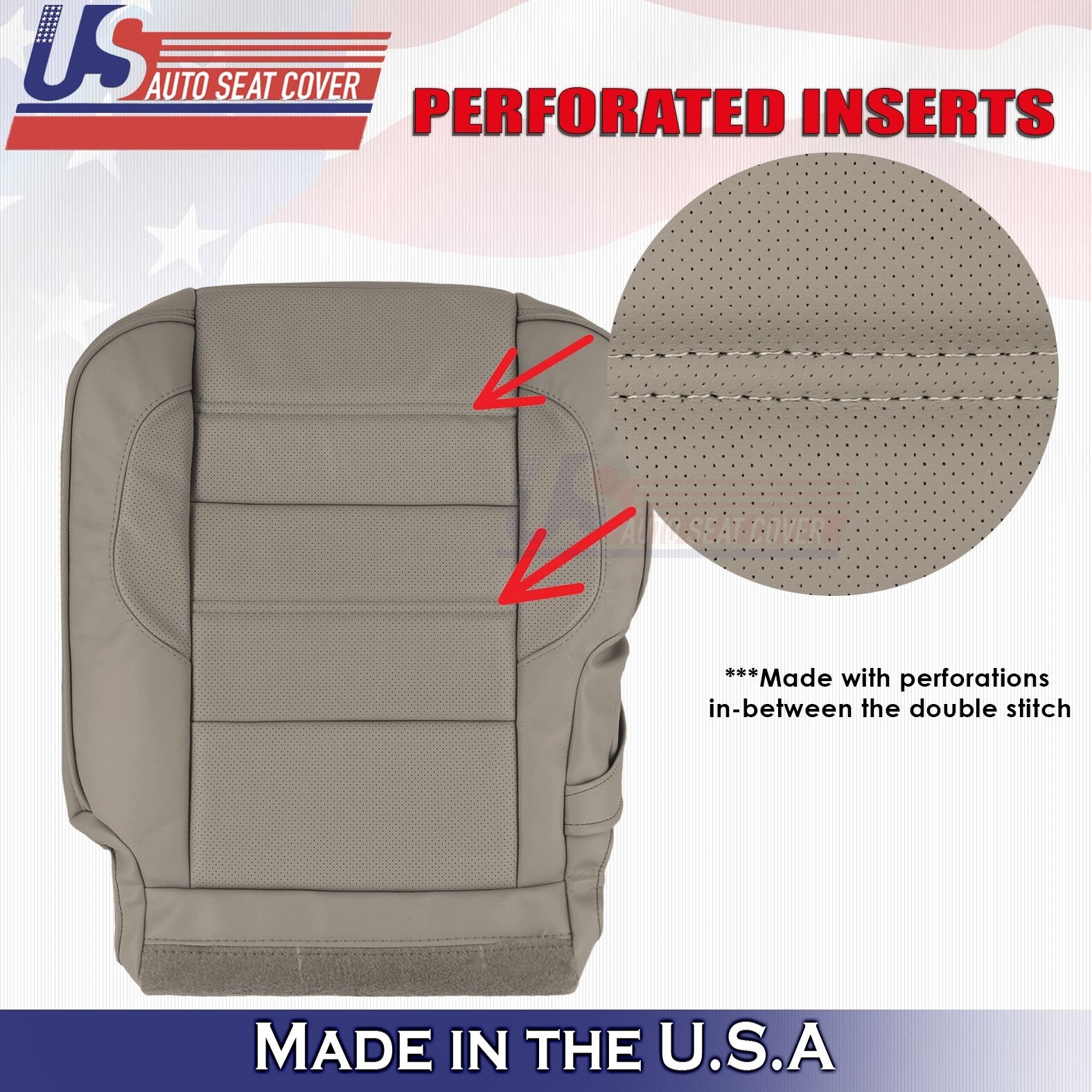 2015 For GMC Sierra Denali Rear Passenger Top & Bottom Leather Seat Covers Tan