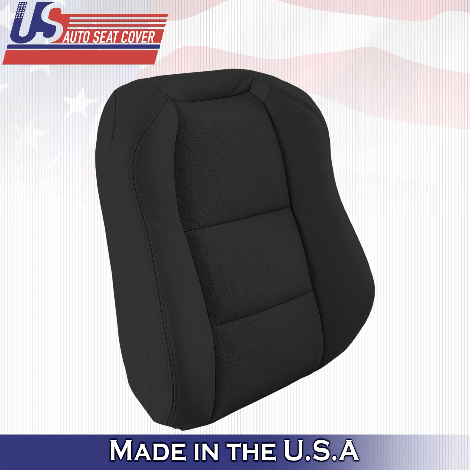 2004 Fits Acura TL Driver Passenger Top & Bottom Perforated Leather Covers BLK