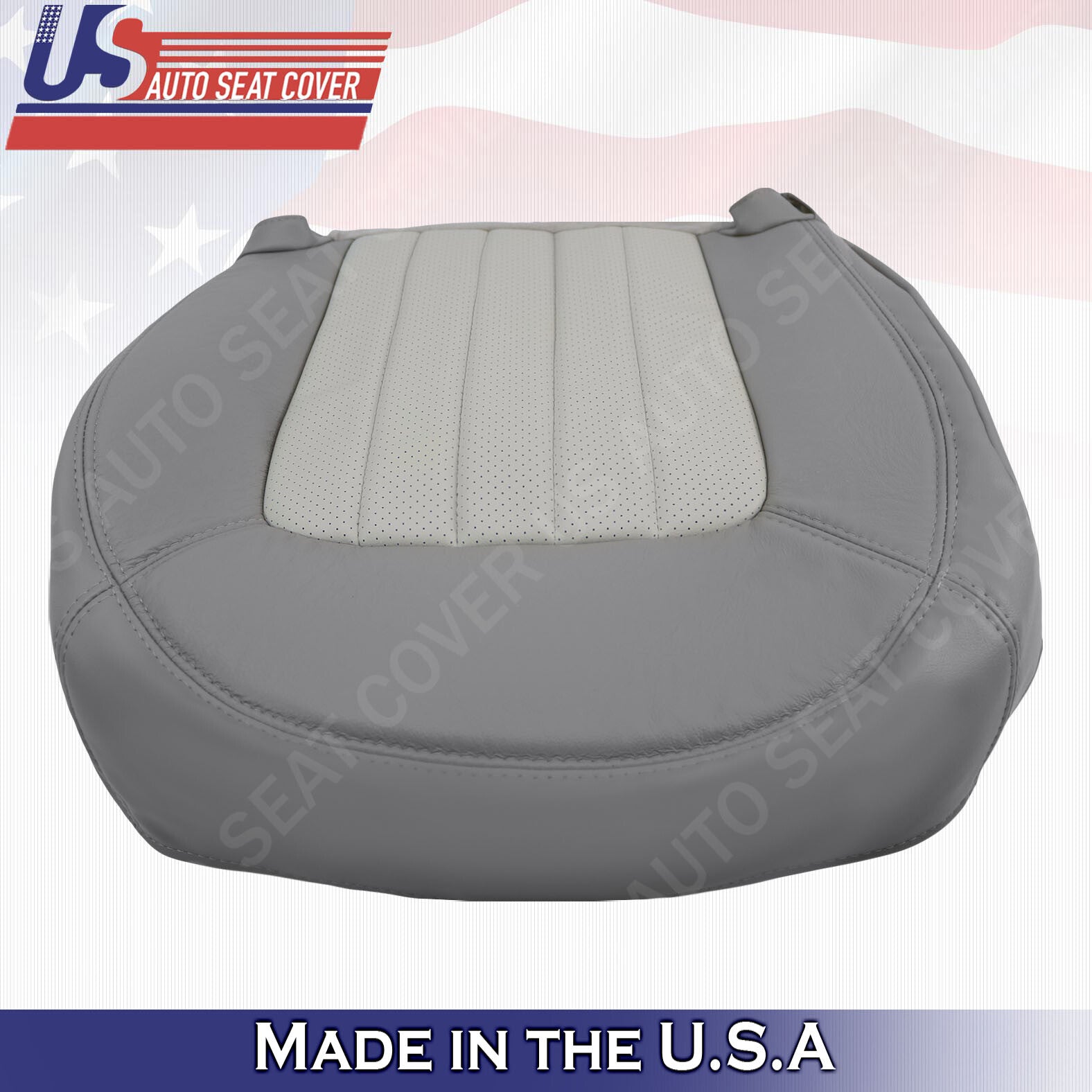 2002-2005 Mercury Mountaineer Driver & Passenger Bottoms Leather Seat Cover GRAY
