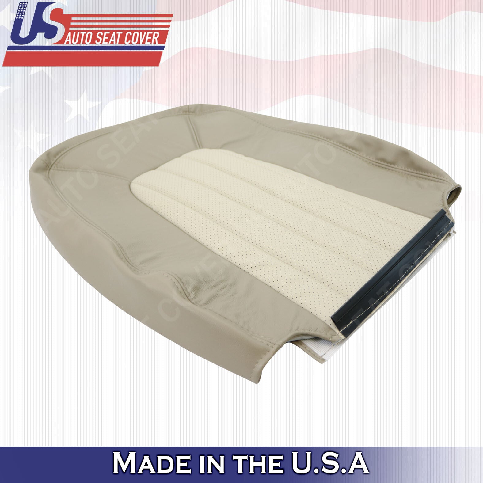 2002 TO 2005 Mercury Mountaineer Driver Top Perforated Leather Cover 2-tone Tan