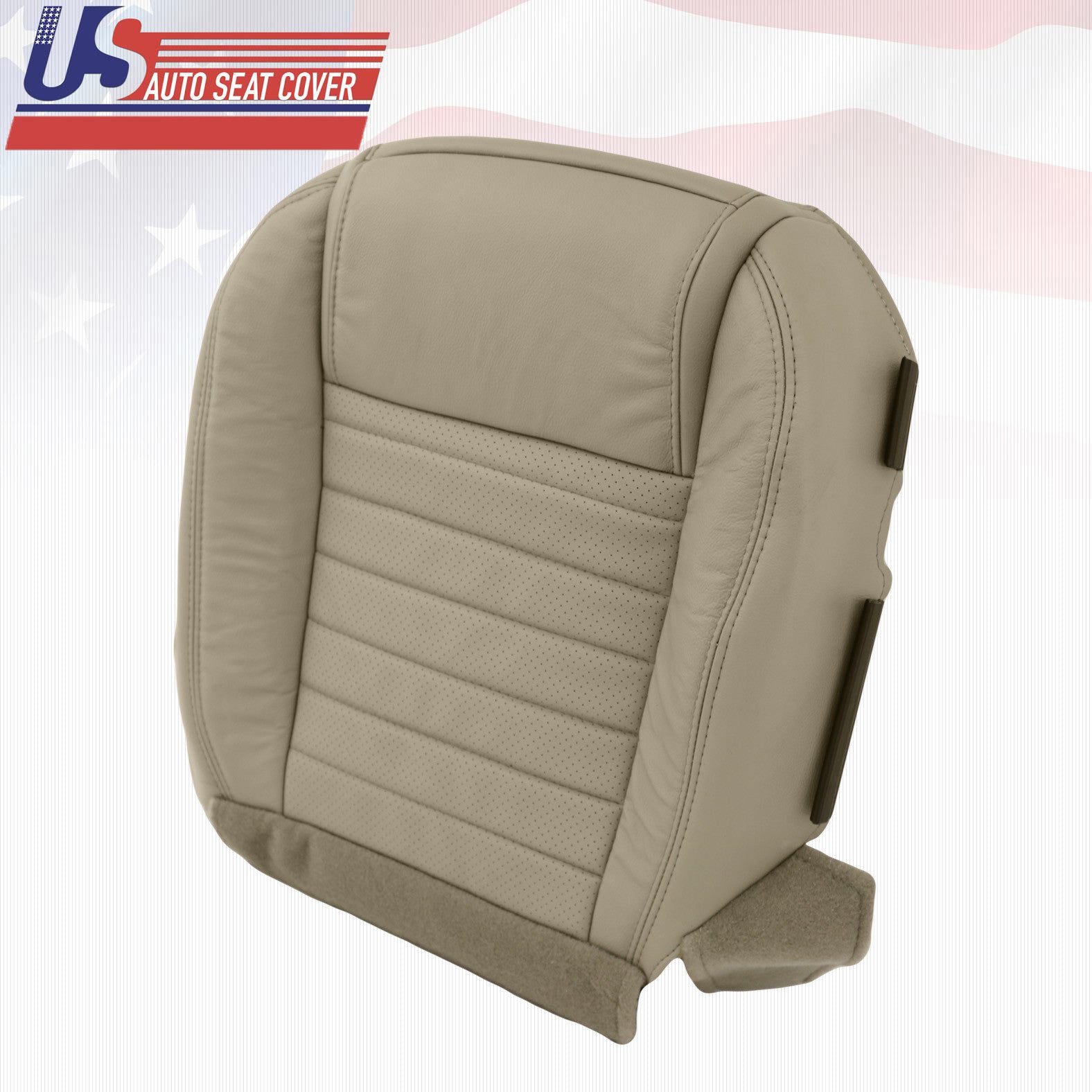 2005 2006 Mustang GT, GT Lux Driver Bottom Leather Seat Cover Med. Parchment Tan