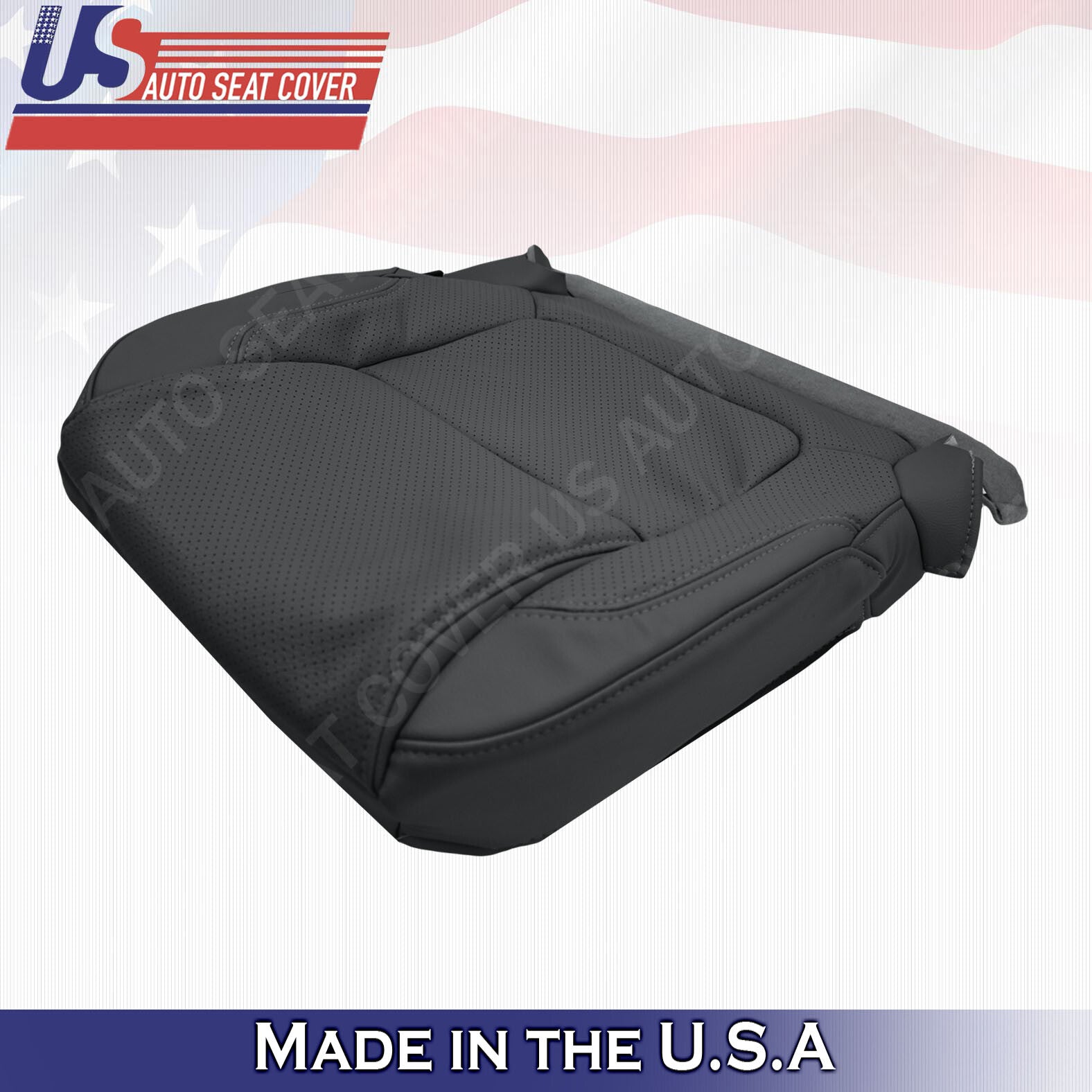 Front PASSENGER Top & Bottom Leather Perf Cover Black 2011 to 2015 Ford Explorer