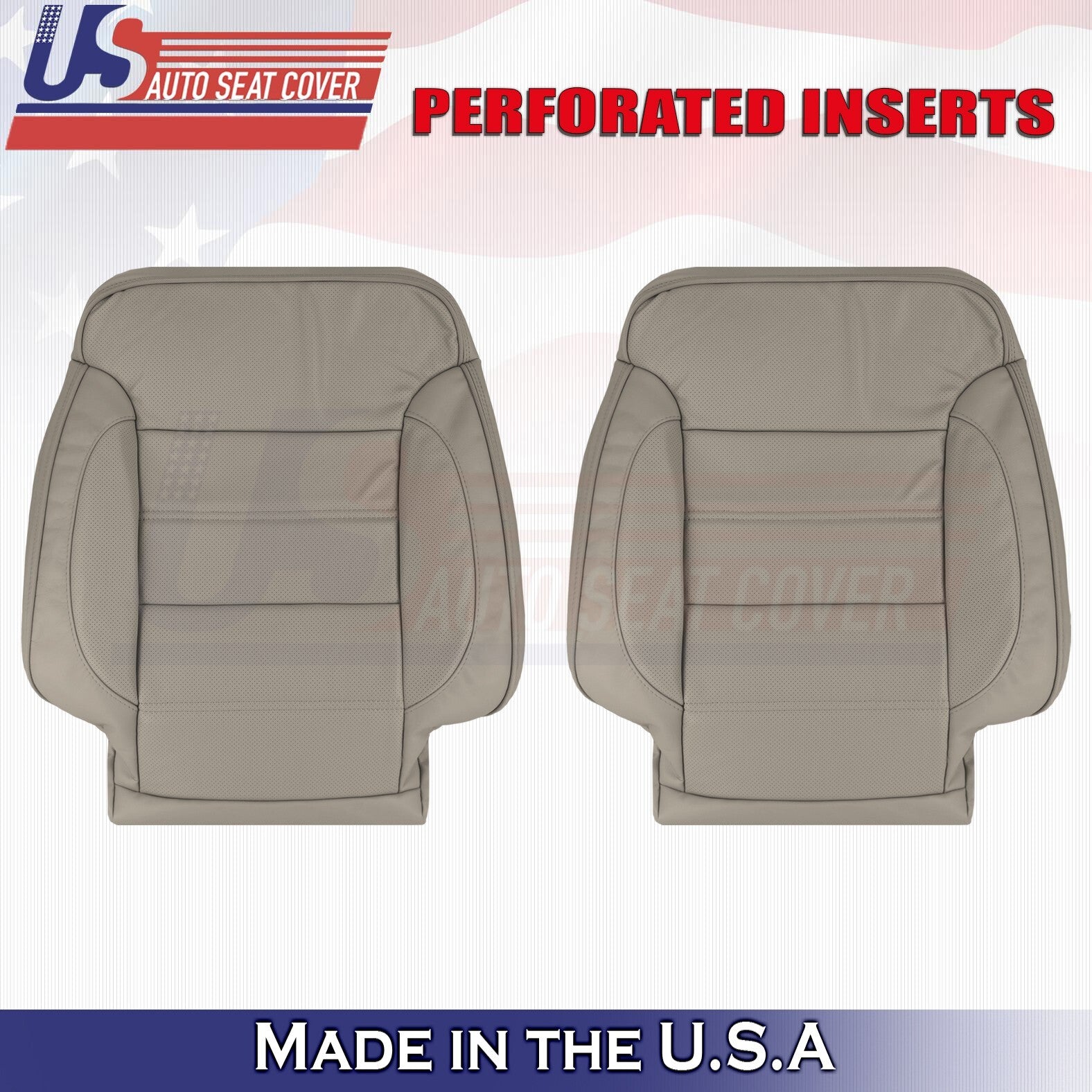 2014 to 2019 For GMC Sierra Denali Driver&Passenger Tops Perf Leather Covers Tan