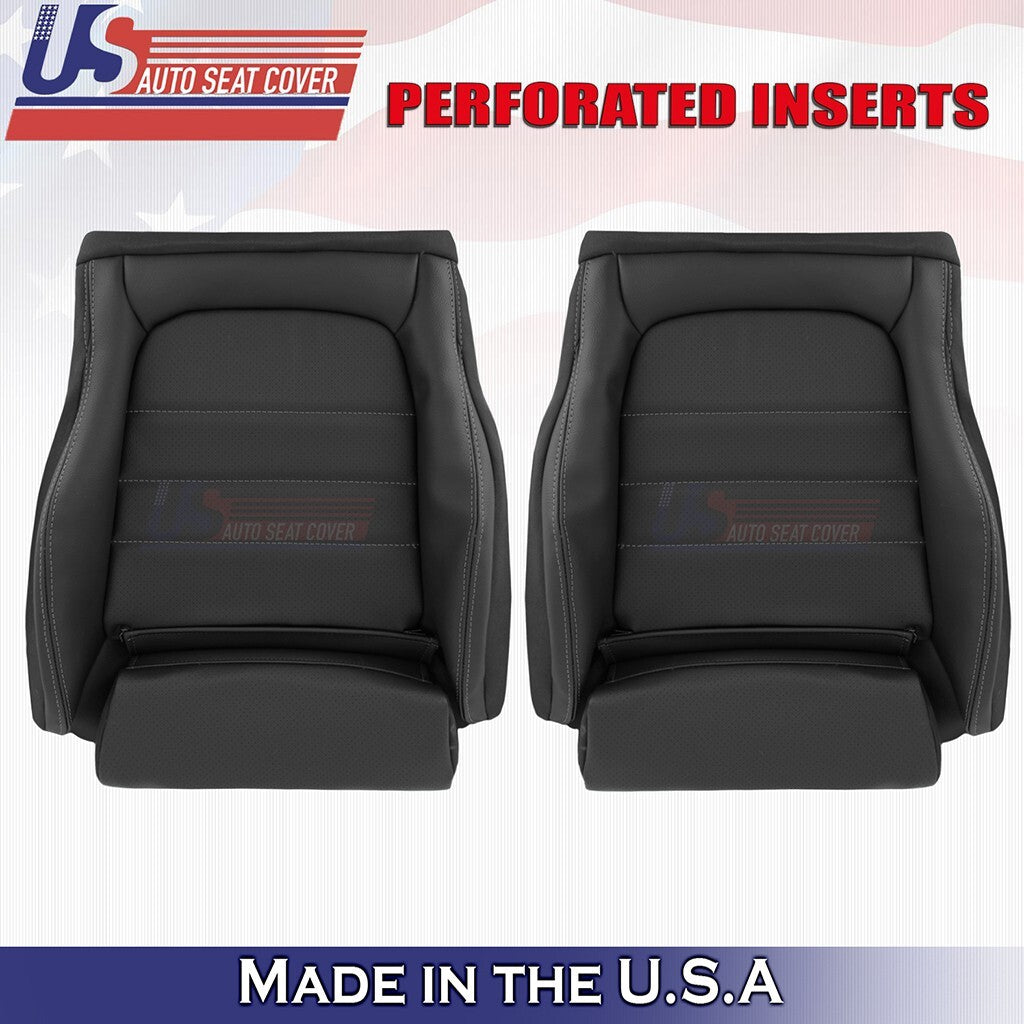 2015 to 2021 Fits Mercedes Benz C250 Front Set Bottoms &Tops Vinyl Cover Black